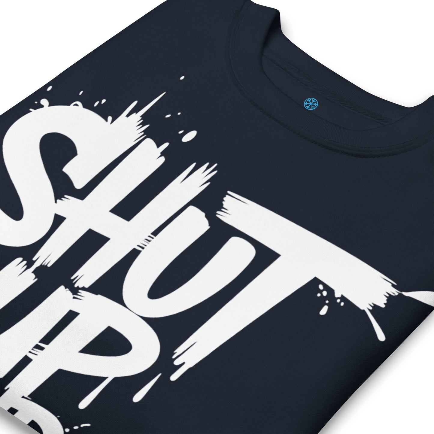 Navy-Shut Up and Paint Graffiti Sweatshirt from B.Different Clothing, detail, graffiti-inspired streetwear 
