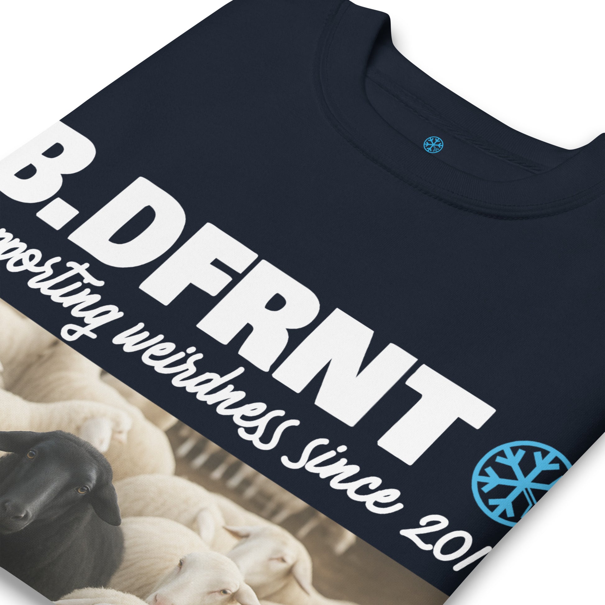 Navy-Black Sheep Sweatshirt from B.Different Clothing, detail, graffiti-inspired streetwear