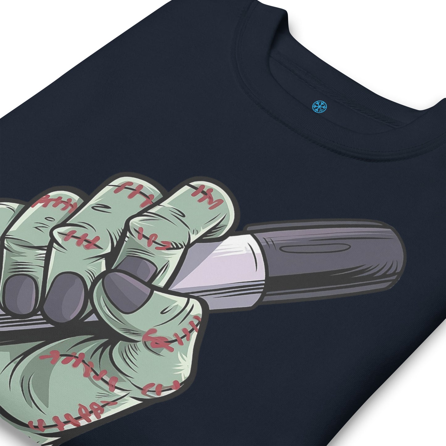 Navy-Thing Graffiti Sweatshirt from B.Different Clothing, detail, graffiti-inspired streetwear