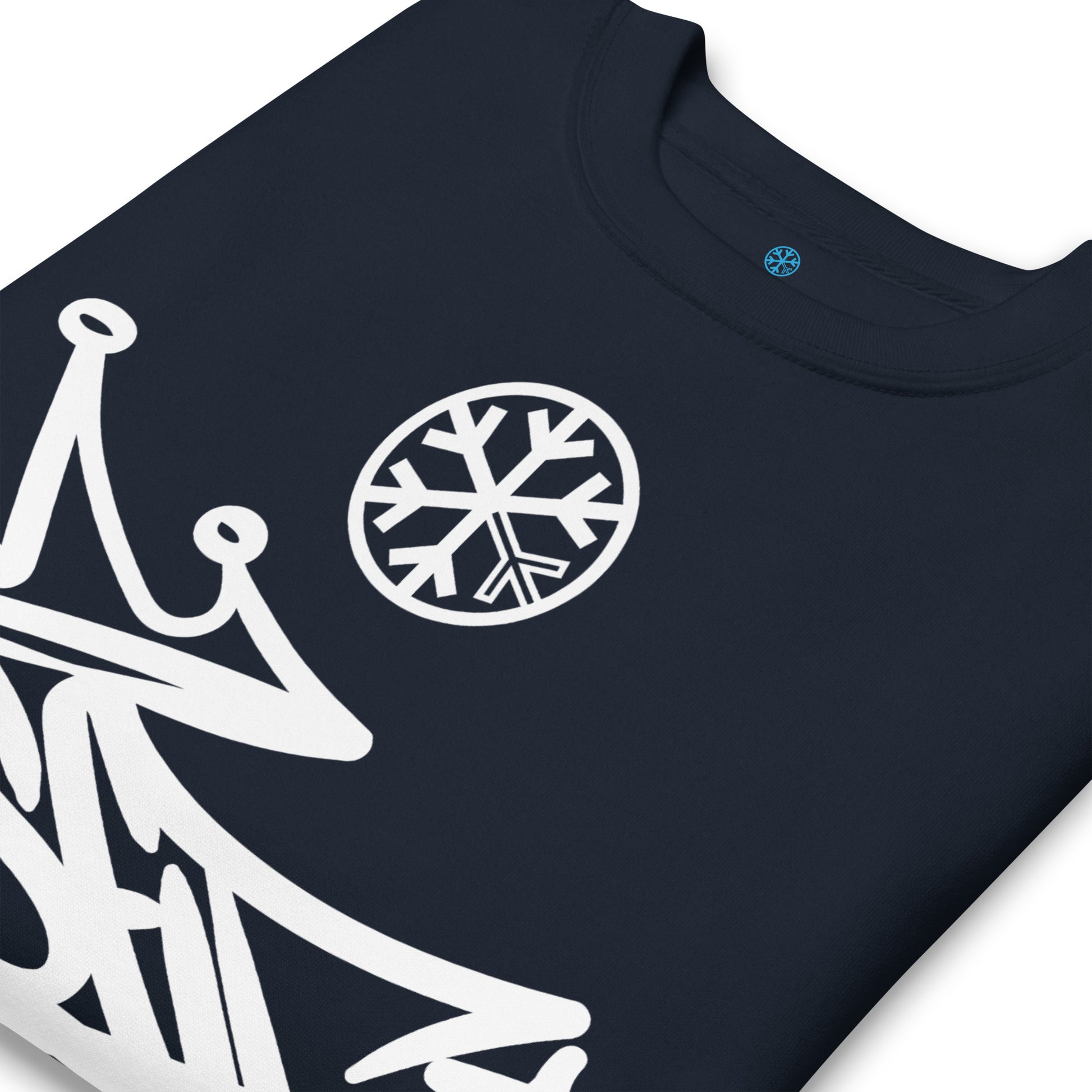 Navy-Misfit Graffiti Tag Sweatshirt from B.Different Clothing, detail, graffiti-inspired streetwear