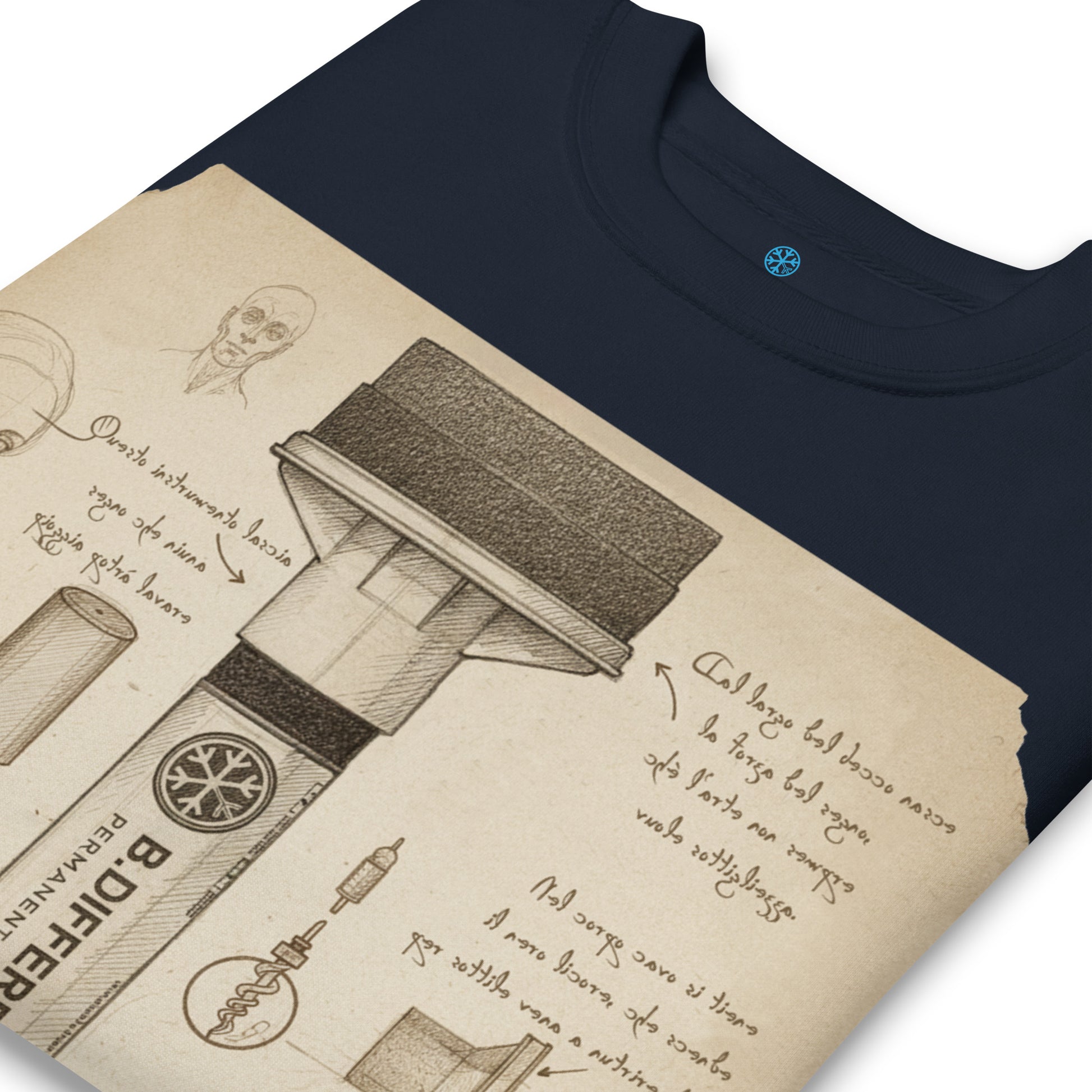 Navy-Marker Sketch Graffiti Sweatshirt from B.Different Clothing, detail, graffiti-inspired streetwear