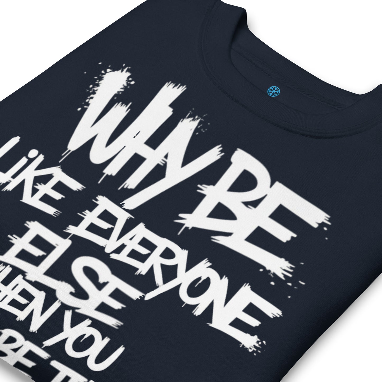 Navy-Chaos They Fear Graffiti Tag Sweatshirt from B.Different Clothing, detail, graffiti-inspired streetwear