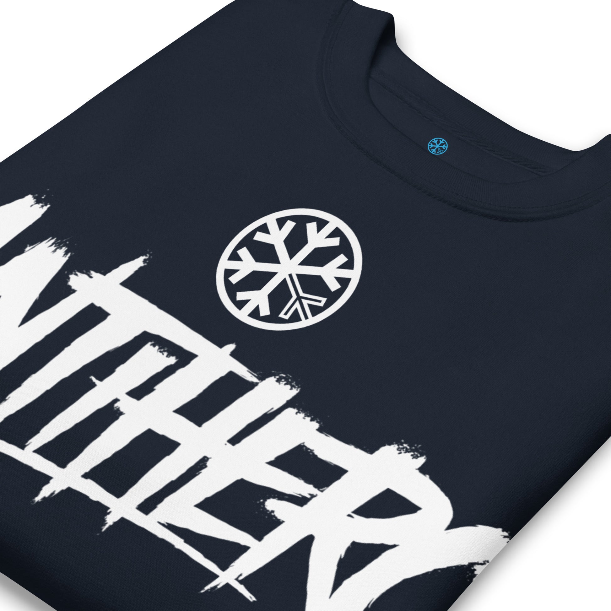 Navy-Antihero Graffiti Tag Sweatshirt from B.Different Clothing, detail, graffiti-inspired streetwear