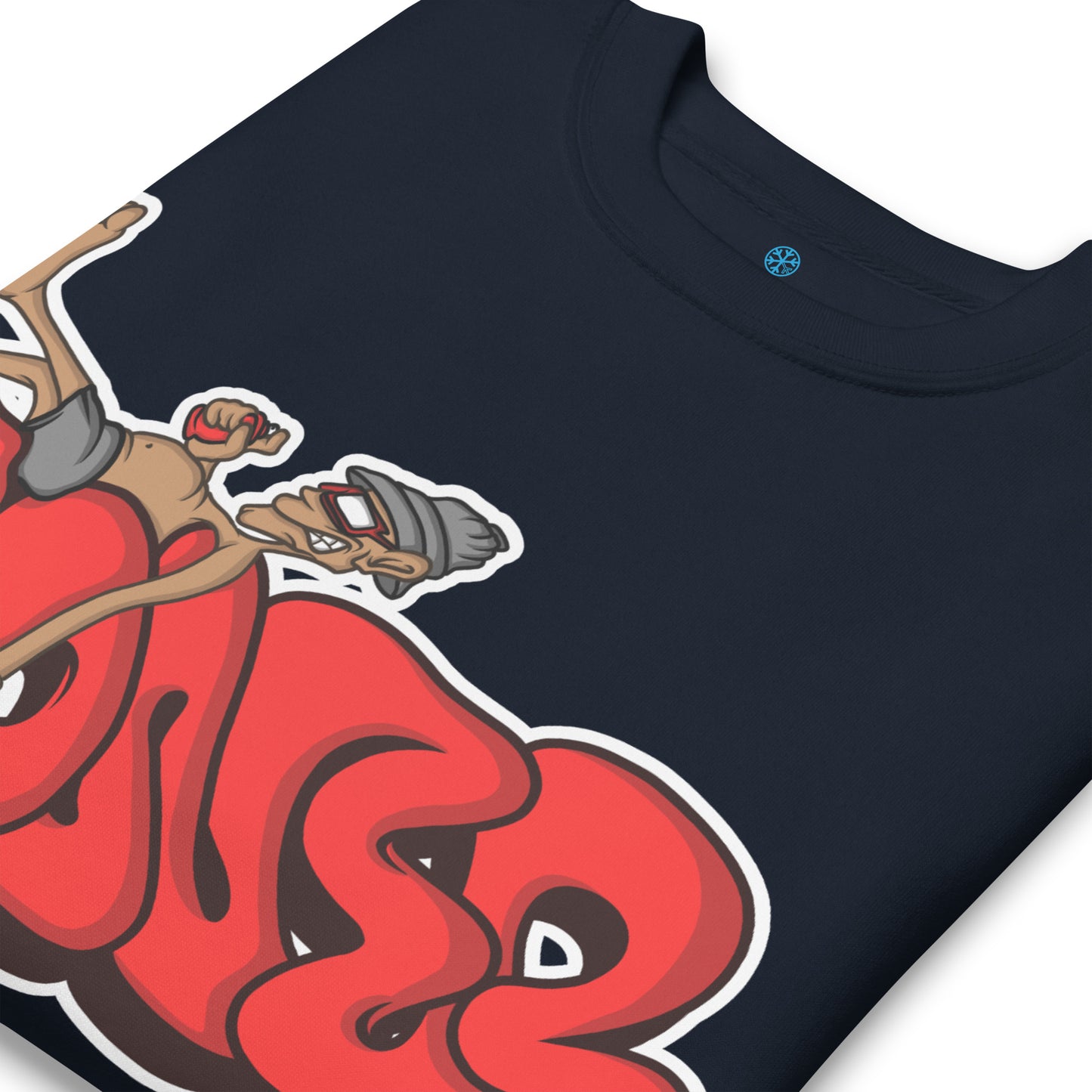 Navy-Loner Graffiti Piece Sweatshirt from B.Different Clothing, detail, graffiti-inspired streetwear