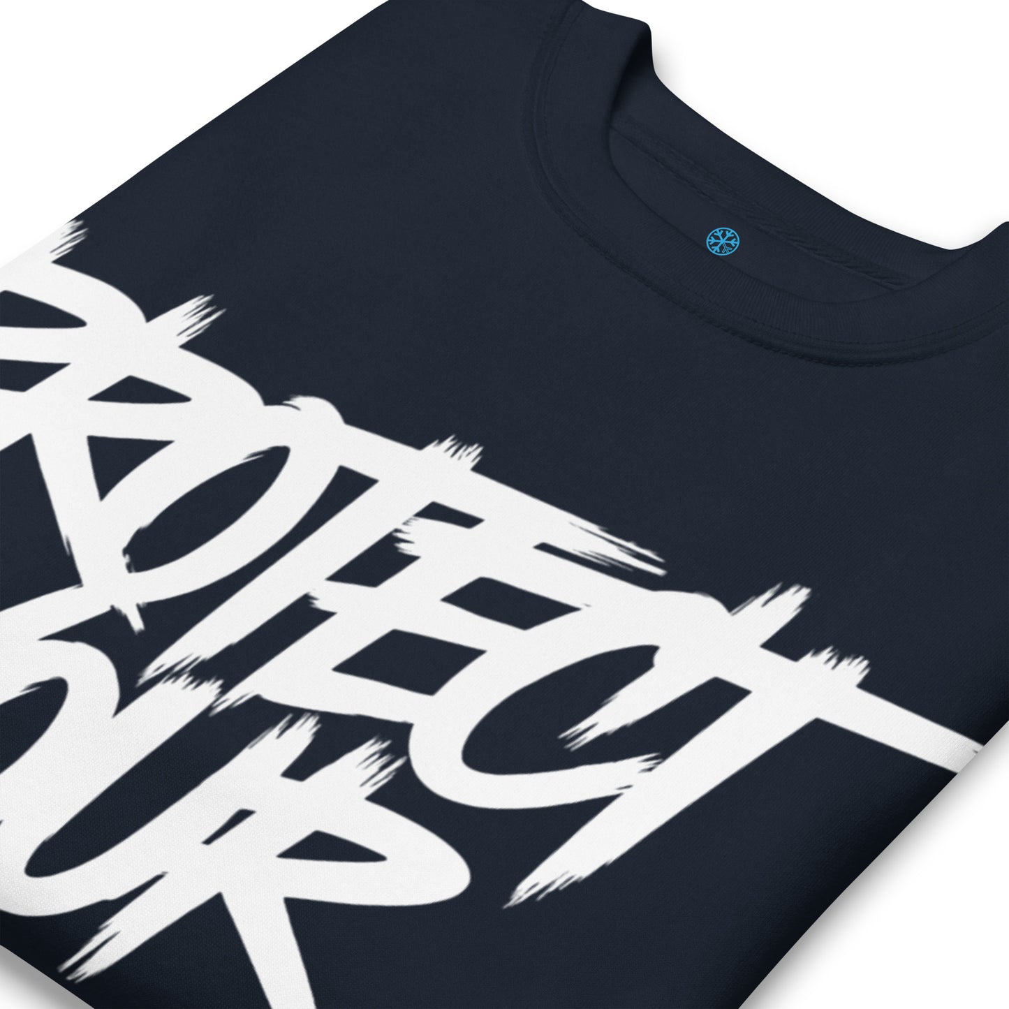 Navy-Protect Your Vibe Graffiti Tag Sweatshirt from B.Different Clothing, detail, graffiti-inspired streetwear