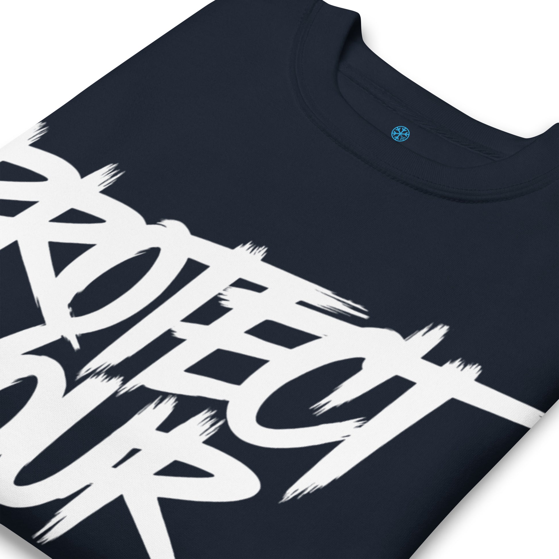 Navy-Protect Your Vibe Graffiti Tag Sweatshirt from B.Different Clothing, detail, graffiti-inspired streetwear