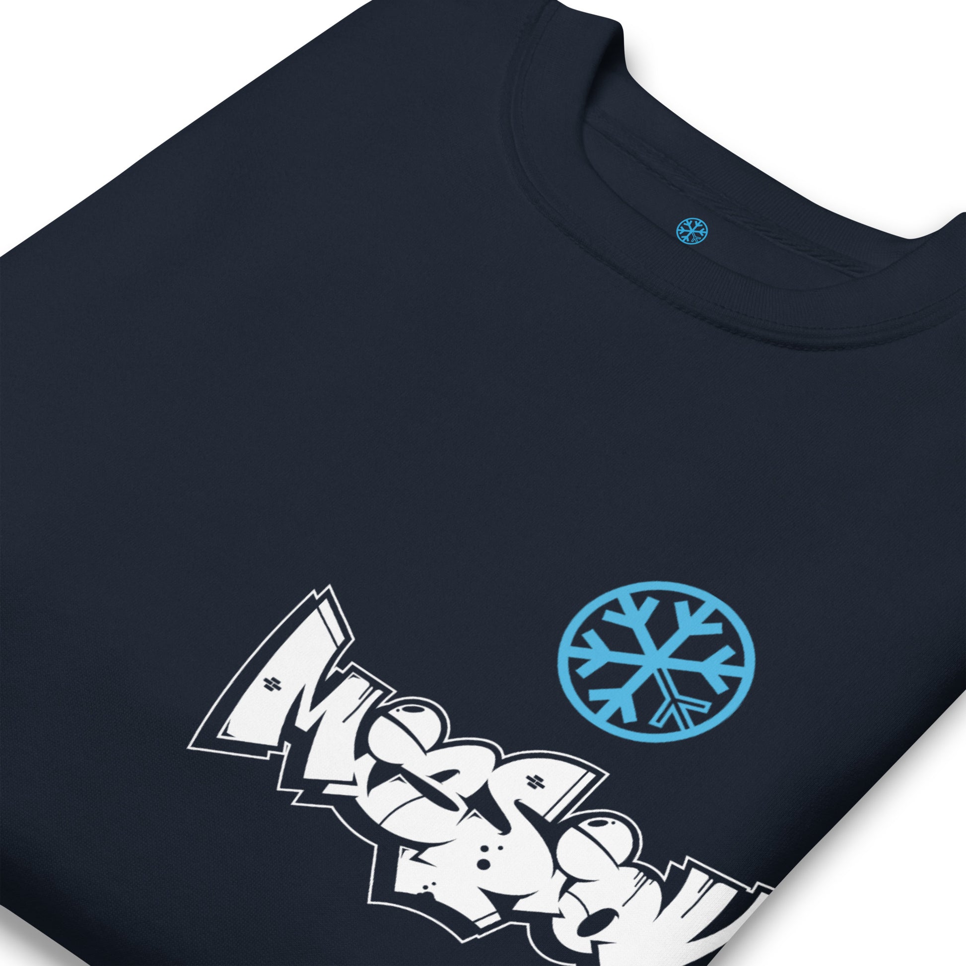 Navy-Mission Graffiti Character Sweatshirt from B.Different Clothing, detail, graffiti-inspired streetwear