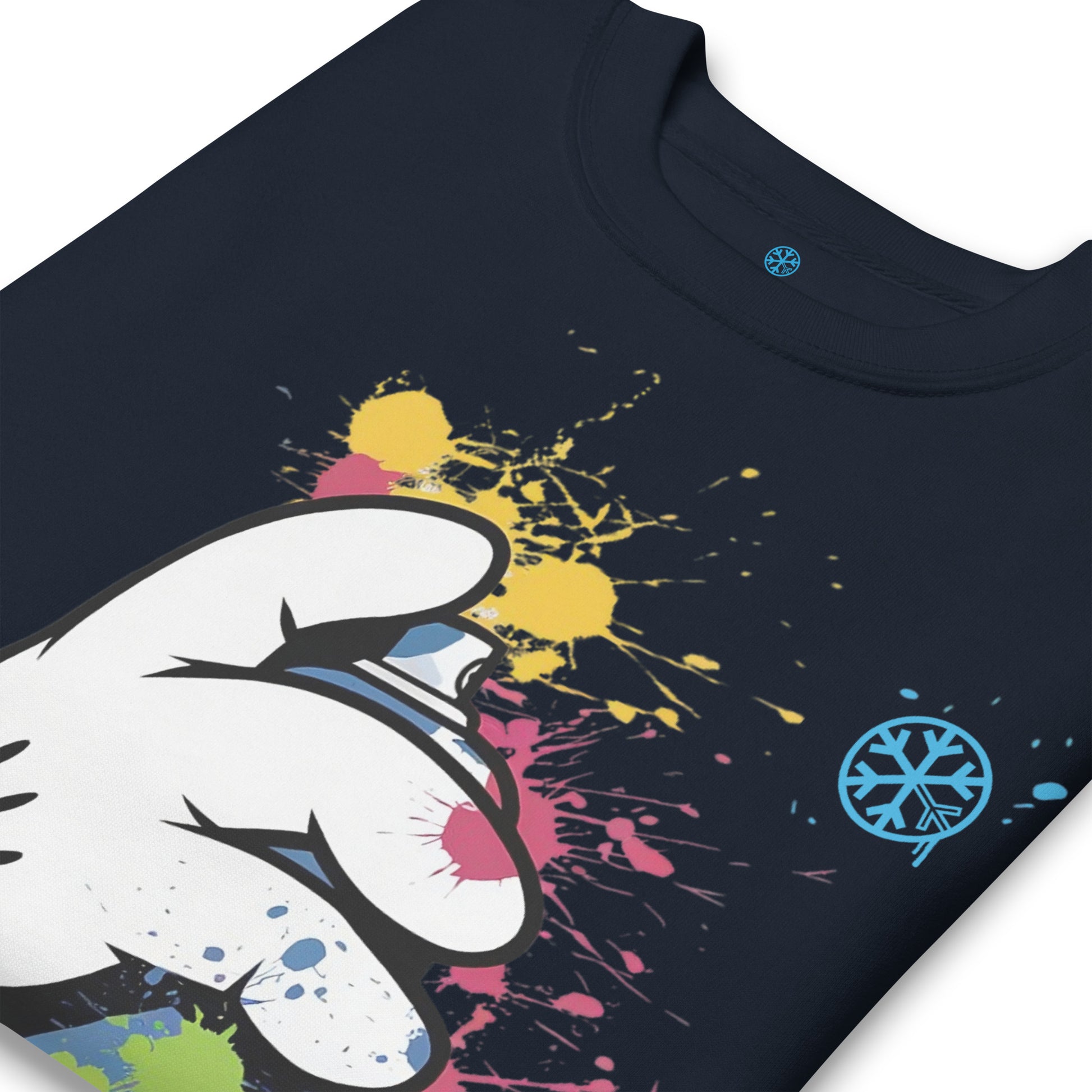 Navy-Hand Spray Can Graffiti Sweatshirt from B.Different Clothing, detail, graffiti-inspired streetwear