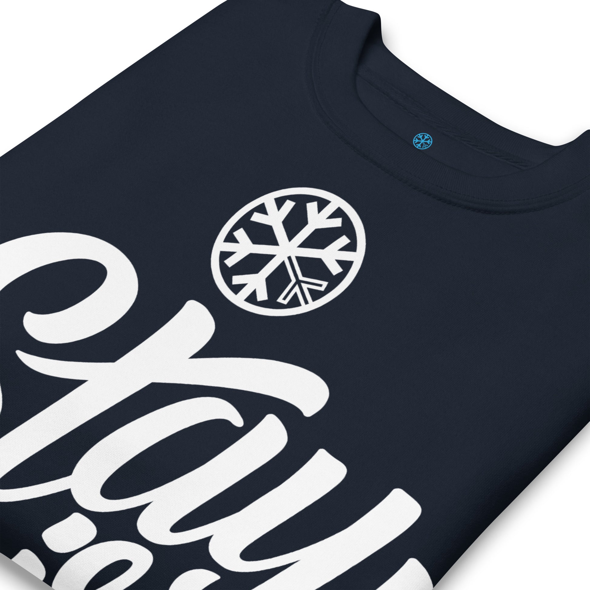 Navy-Stay Weird Sweatshirt from B.Different Clothing, detail, graffiti-inspired streetwear