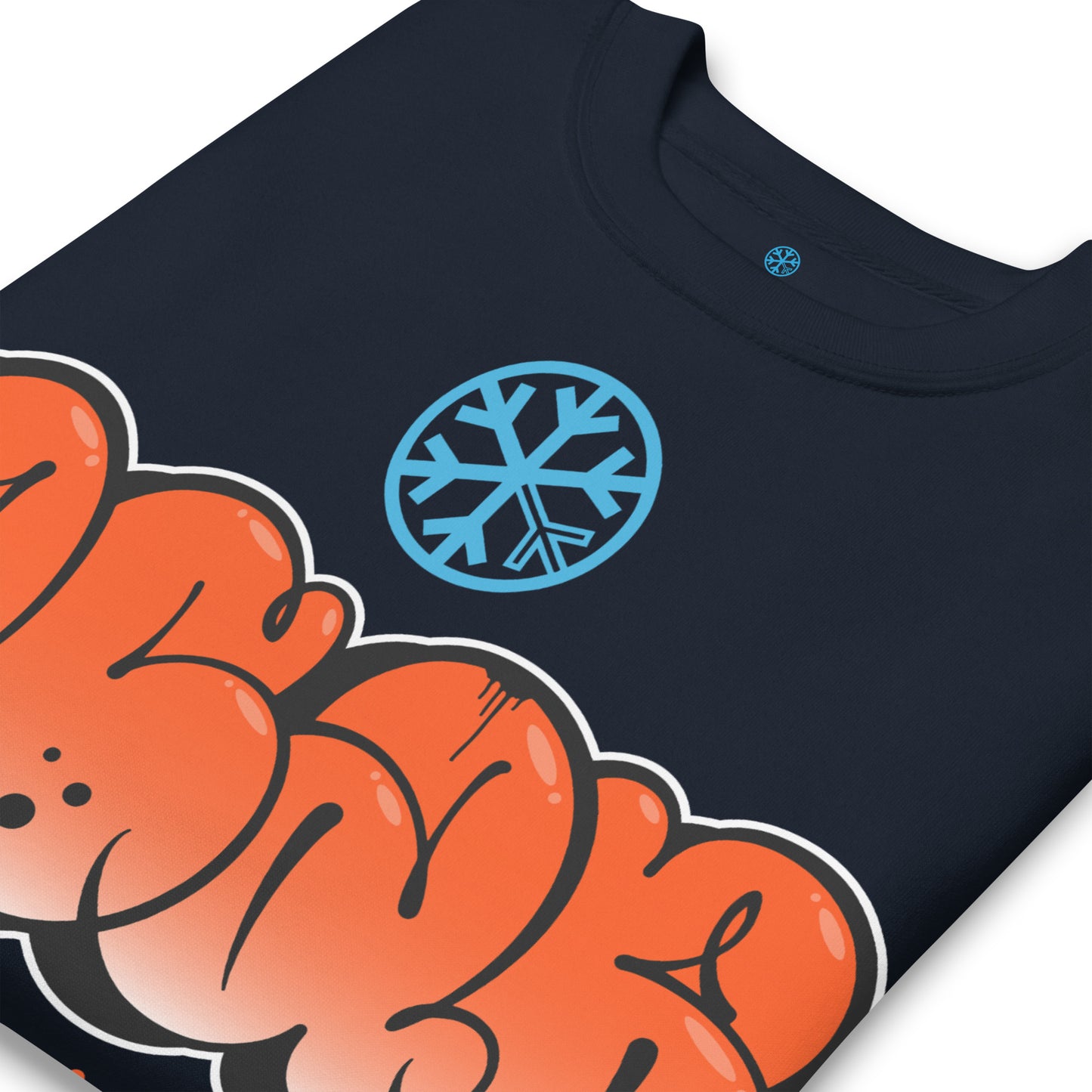 Navy-ACAB Graffiti Throw-up Sweatshirt from B.Different Clothing, detail, graffiti-inspired streetwear