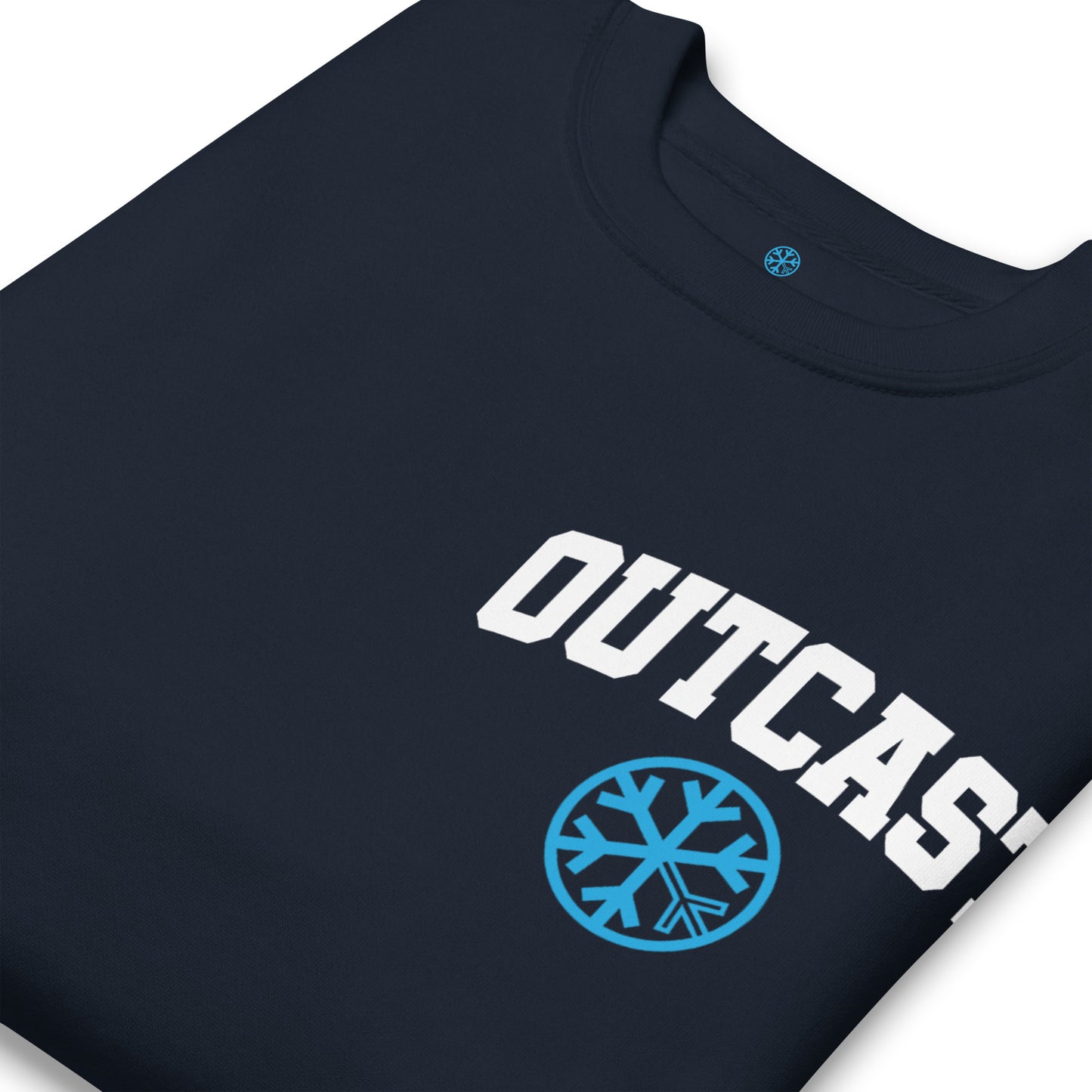 Navy-Outcast Graffiti Character Sweatshirt from B.Different Clothing, detail, graffiti-inspired streetwear