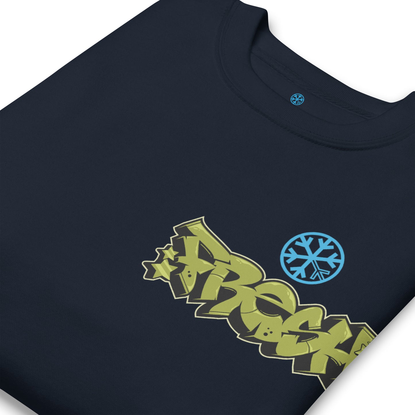 Navy-Fresh Graffiti Character Sweatshirt from B.Different Clothing, detail, graffiti-inspired streetwear