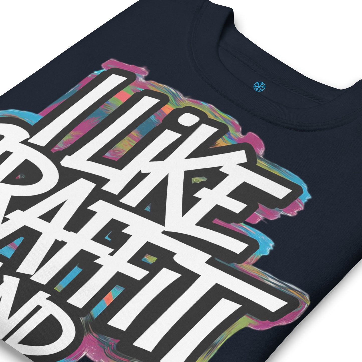 Navy-I Like Graffiti and Maybe 2 People Sweatshirt from B.Different Clothing, detail, graffiti-inspired streetwear