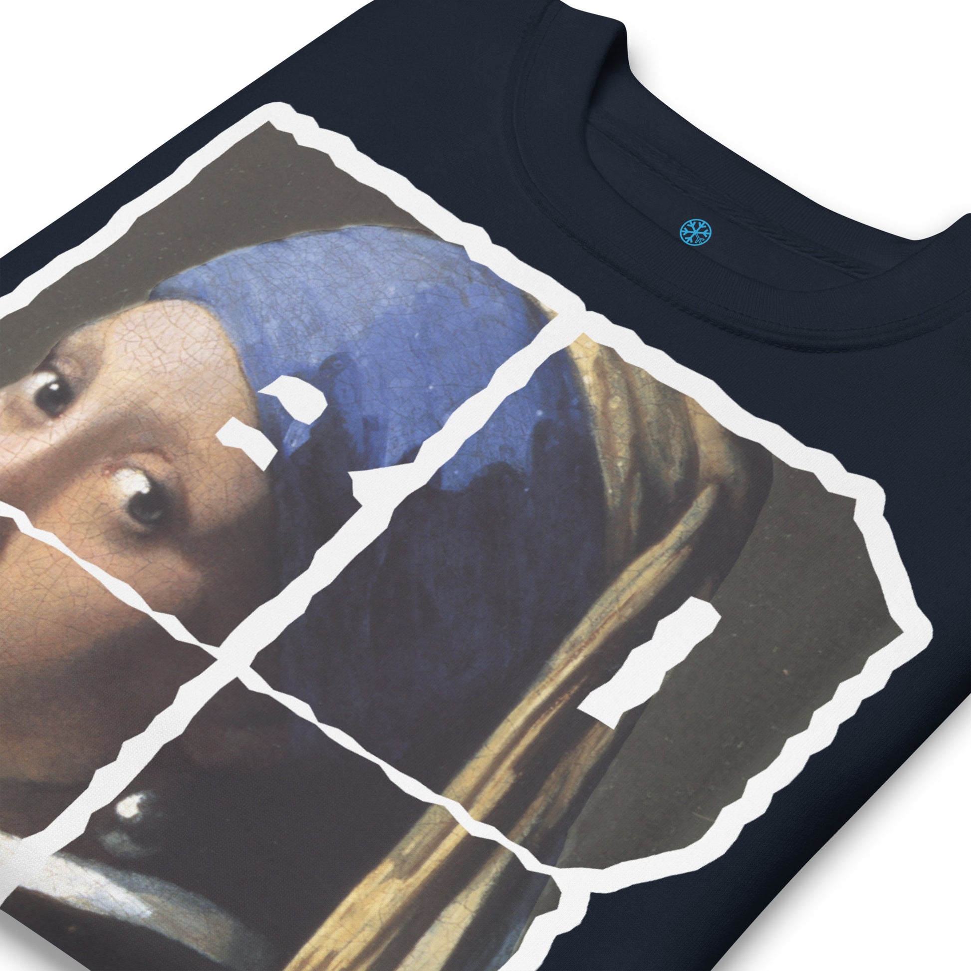 Navy-BDFRNT Throwie x Girl With Pearl Earring Graffiti Sweatshirt from B.Different Clothing, detail, graffiti-inspired streetwear
