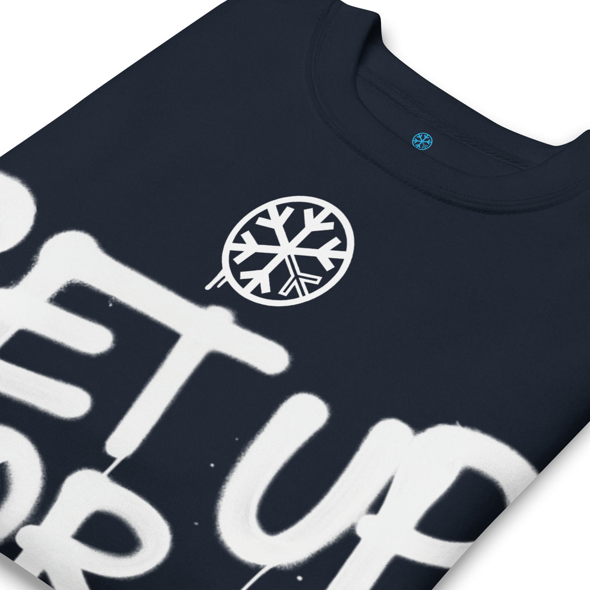 Navy Blazer-Get Up or Die Graffiti Tag Sweatshirt from B.Different Clothing, detail, graffiti-inspired streetwear