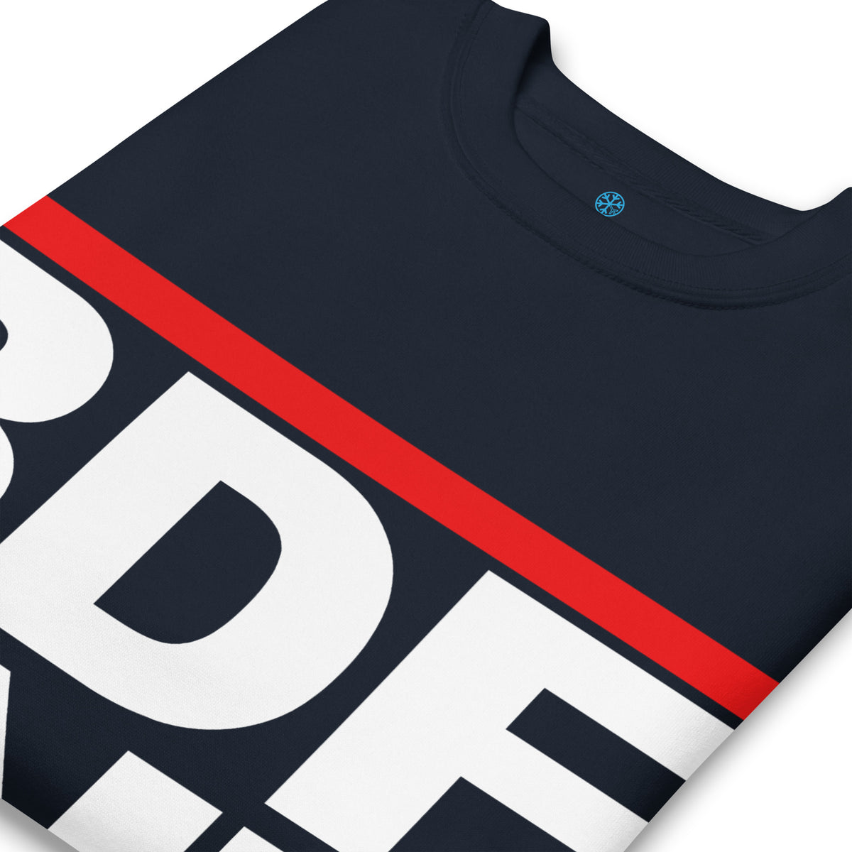 Navy Blazer-BDFRNT OG Logo Sweatshirt from B.Different Clothing, detail, graffiti-inspired streetwear