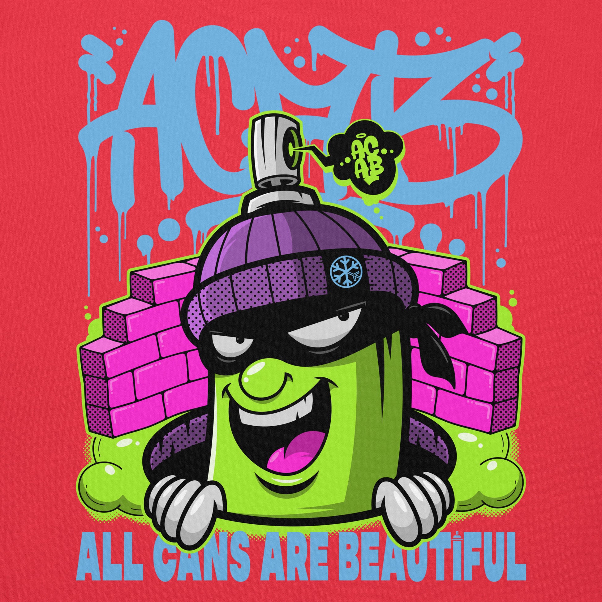Red-ACAB Graffiti Character Sweatshirt from B.Different Clothing, graphic, graffiti-inspired streetwear