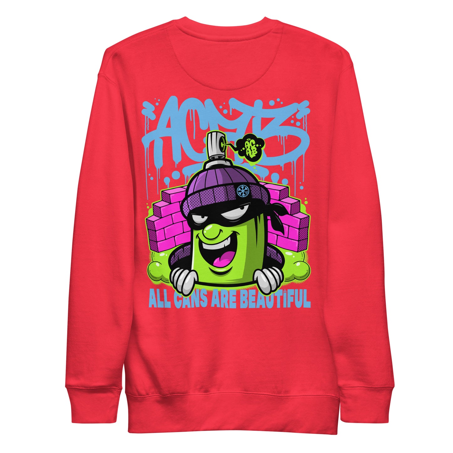 Red-ACAB Graffiti Character Sweatshirt from B.Different Clothing, back view, graffiti-inspired streetwear