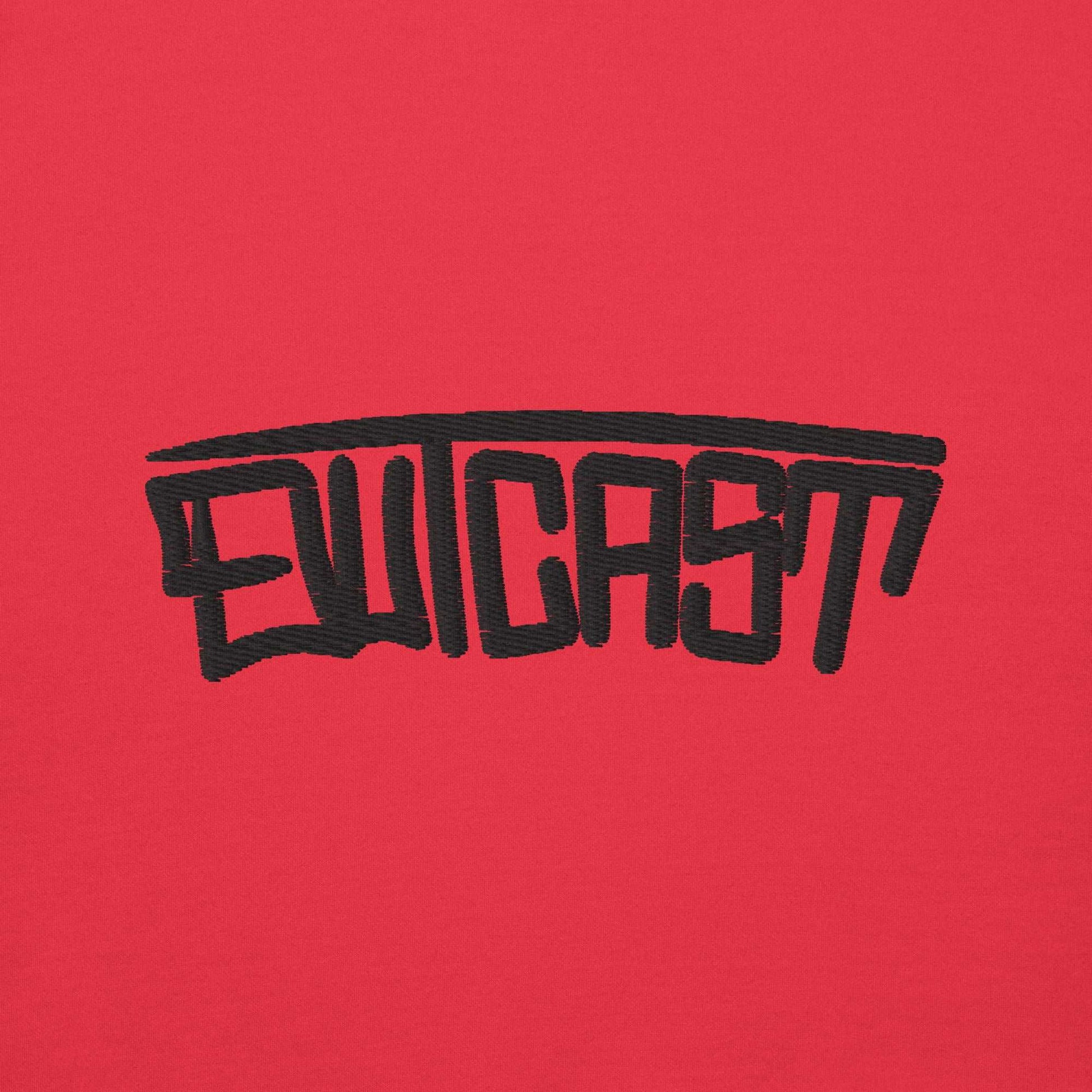 graphic of Outcast Graffiti Tag sweatshirt red B.Different Clothing graffiti street art inspired streetwear brand