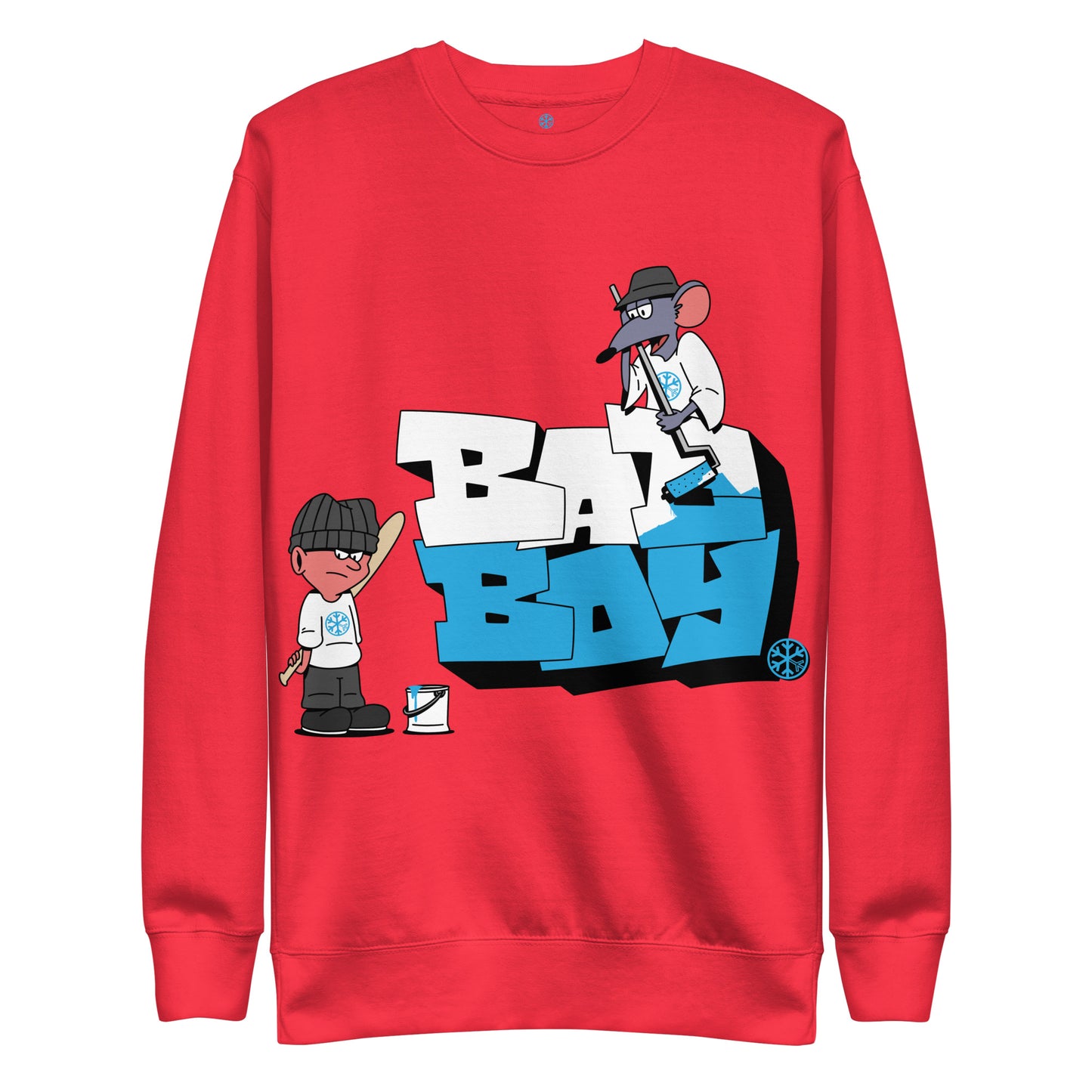 Red-Bad Boy Graffiti Sweatshirt from B.Different Clothing, front view, graffiti-inspired streetwear