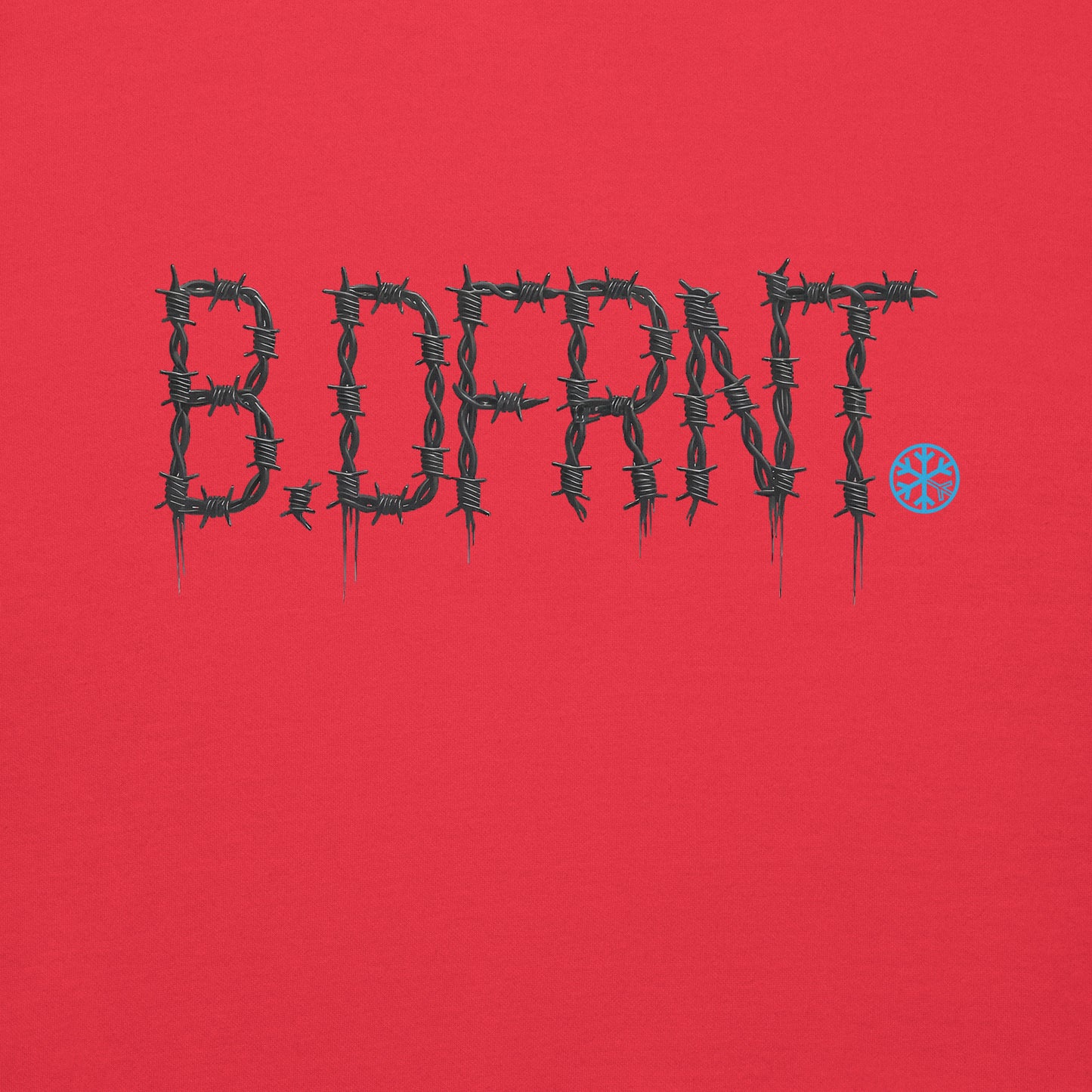 Red-B.DFRNT Barbed Wire Sweatshirt from B.Different Clothing, graphic, graffiti-inspired streetwear
