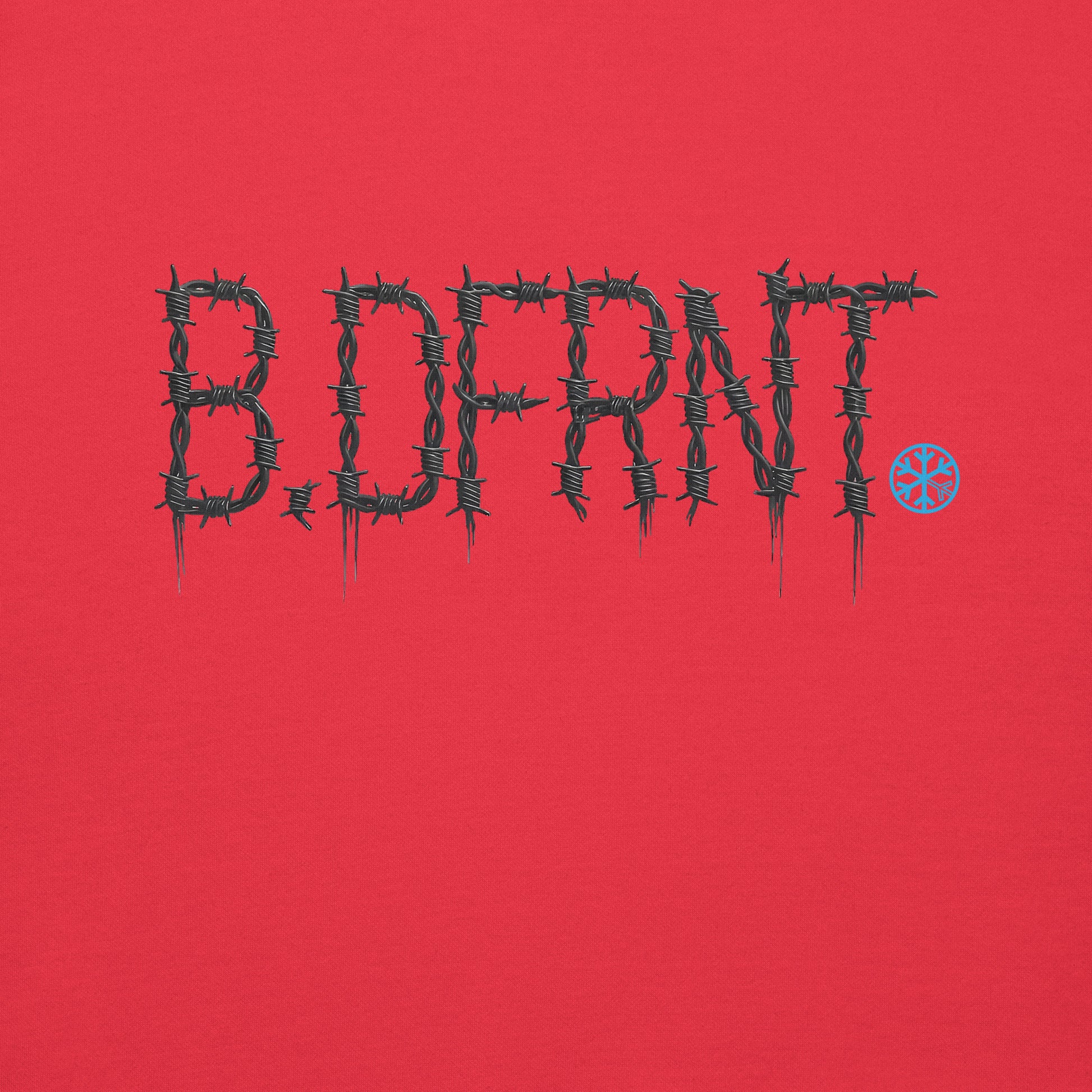 Red-B.DFRNT Barbed Wire Sweatshirt from B.Different Clothing, graphic, graffiti-inspired streetwear