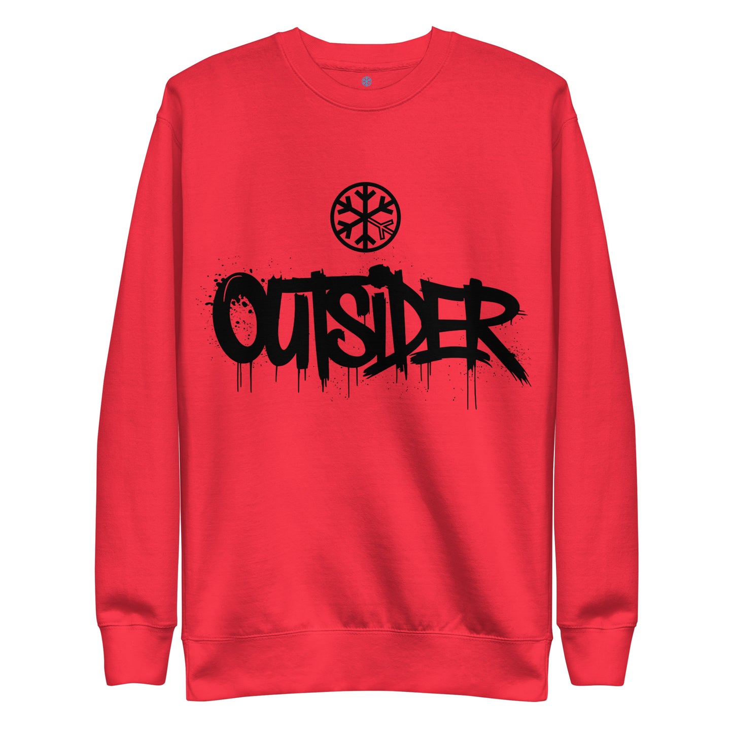 Red-Outsider Graffiti Tag Sweatshirt from B.Different Clothing, front view, graffiti-inspired streetwear