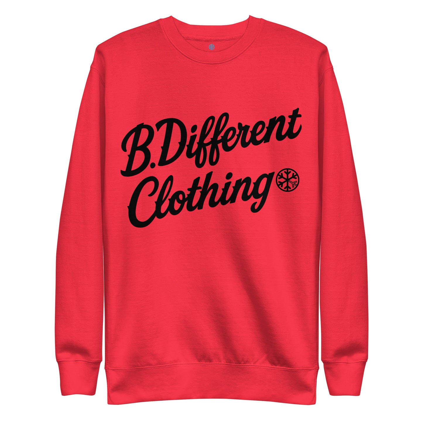Red-The League Sweatshirt from B.Different Clothing, front view, graffiti-inspired streetwear