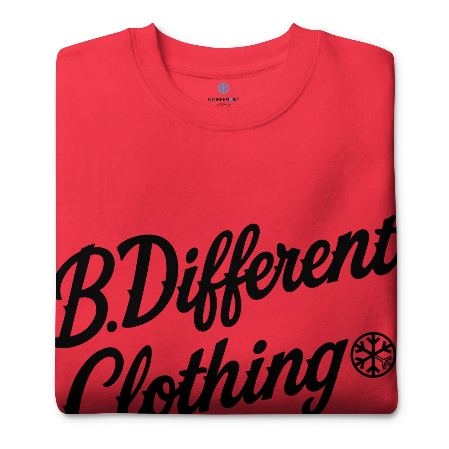 Red-The League Sweatshirt from B.Different Clothing, folded, graffiti-inspired streetwear