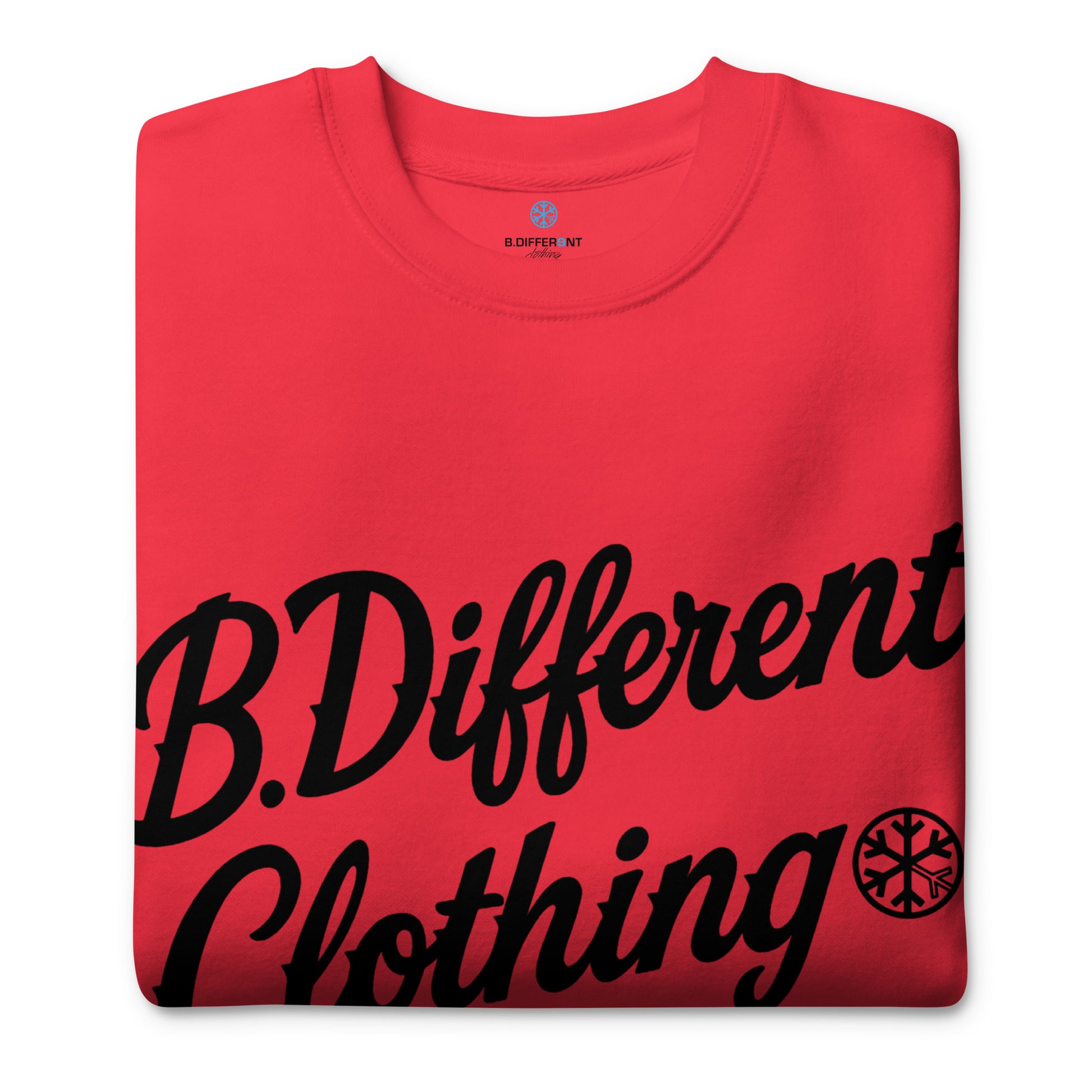 Red-The League Sweatshirt from B.Different Clothing, folded, graffiti-inspired streetwear