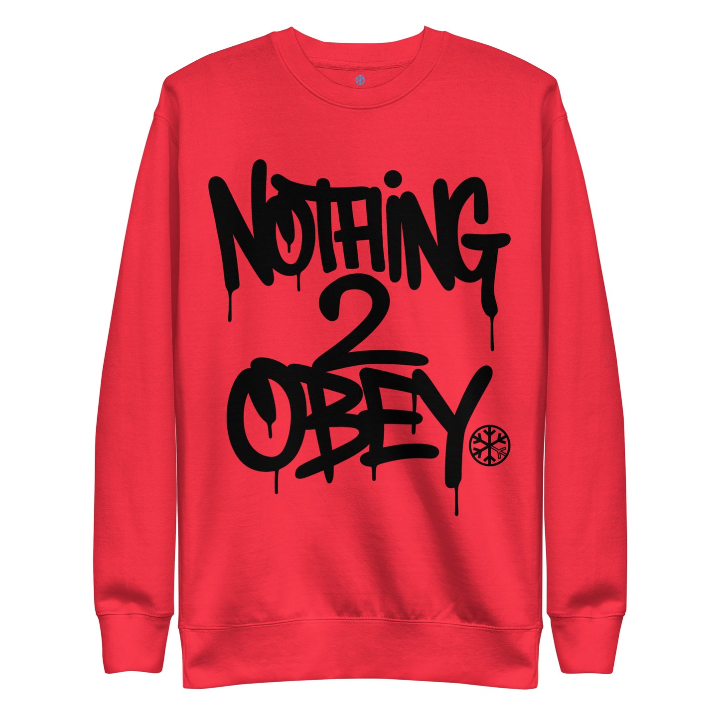 Red-Nothing 2 Obey Graffiti Sweatshirt from B.Different Clothing, front view, graffiti-inspired streetwear