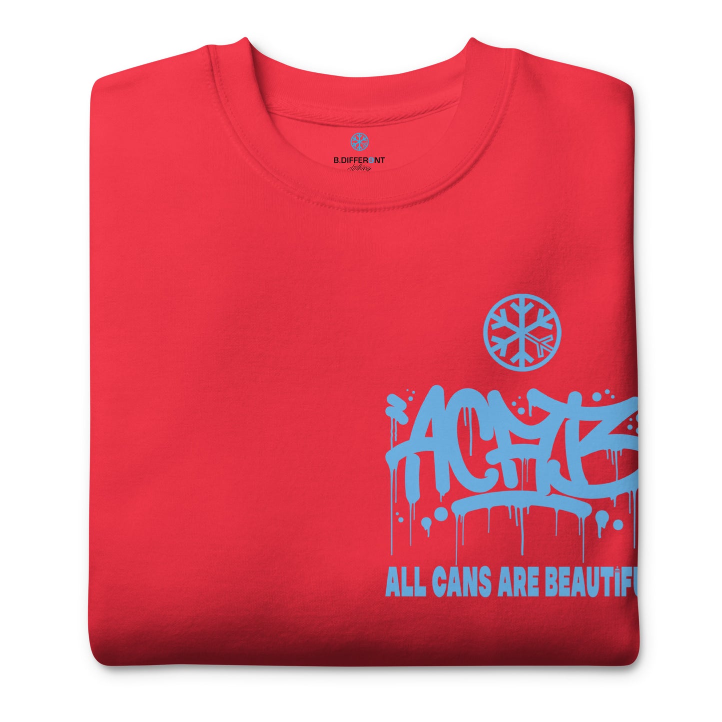 Red-ACAB Graffiti Character Sweatshirt from B.Different Clothing, folded, graffiti-inspired streetwear