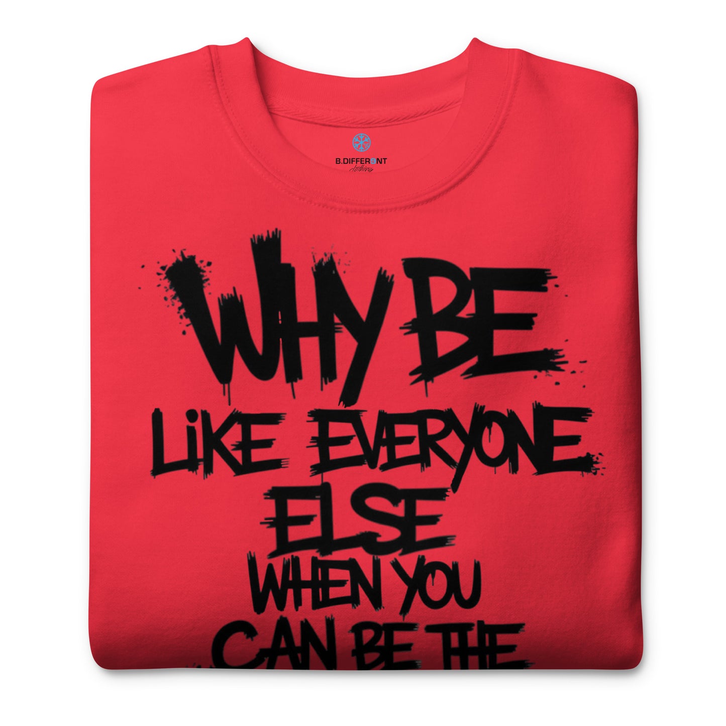 Red-Chaos They Fear Graffiti Tag Sweatshirt from B.Different Clothing, folded, graffiti-inspired streetwear