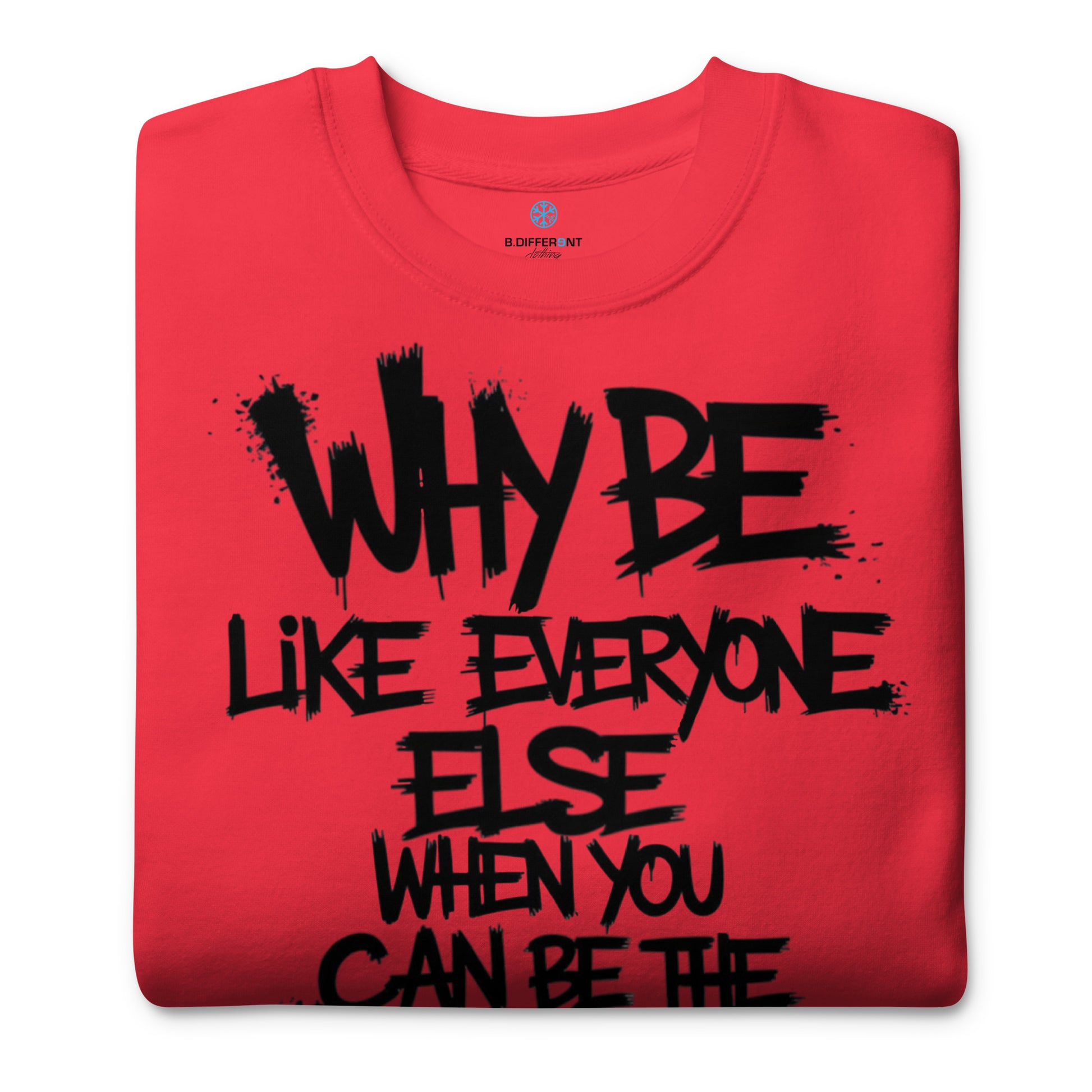 Red-Chaos They Fear Graffiti Tag Sweatshirt from B.Different Clothing, folded, graffiti-inspired streetwear