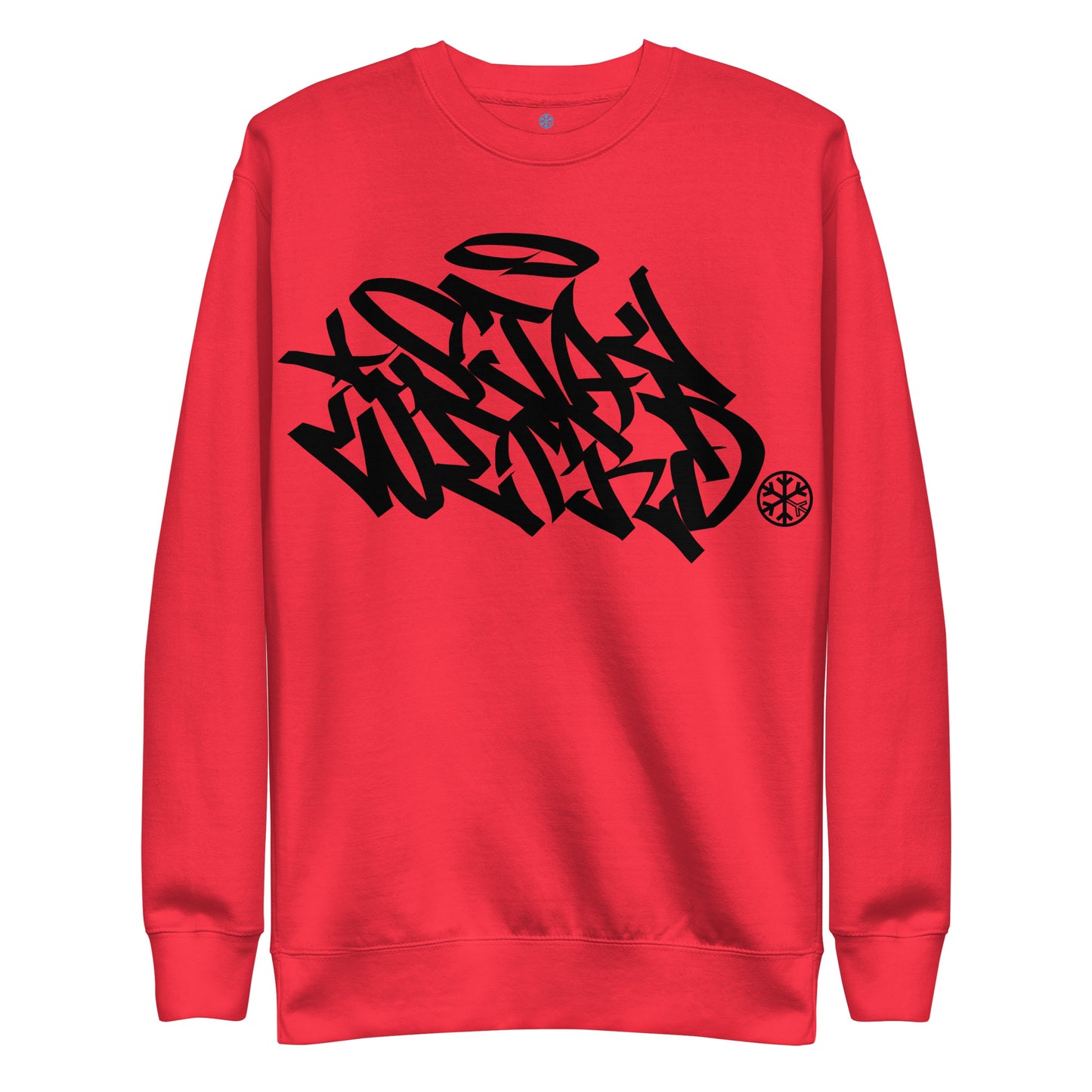 Red-Stay Weird Graffiti Tag Sweatshirt from B.Different Clothing, front view, graffiti-inspired streetwear