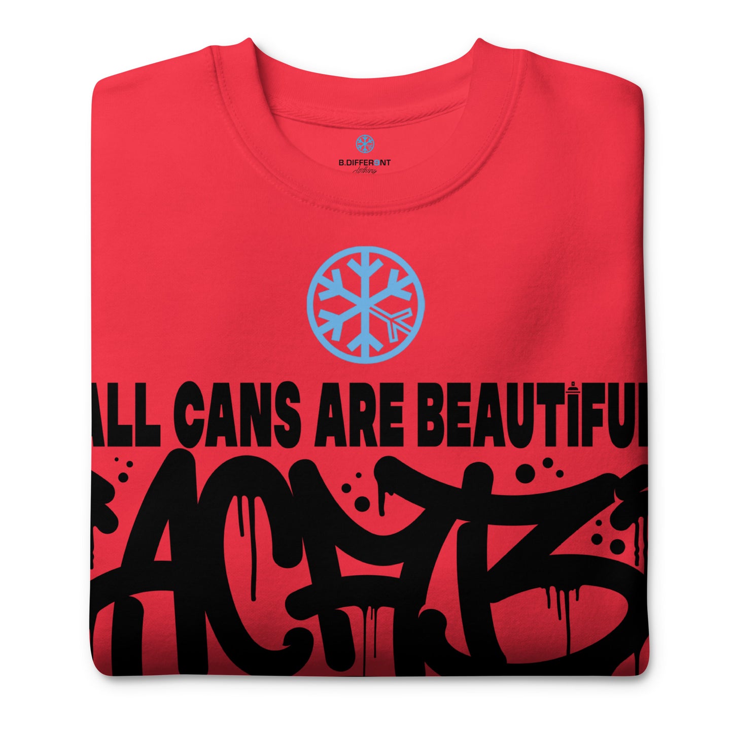 Red-Acab Graffiti Tag Sweatshirt from B.Different Clothing, folded, graffiti-inspired streetwear