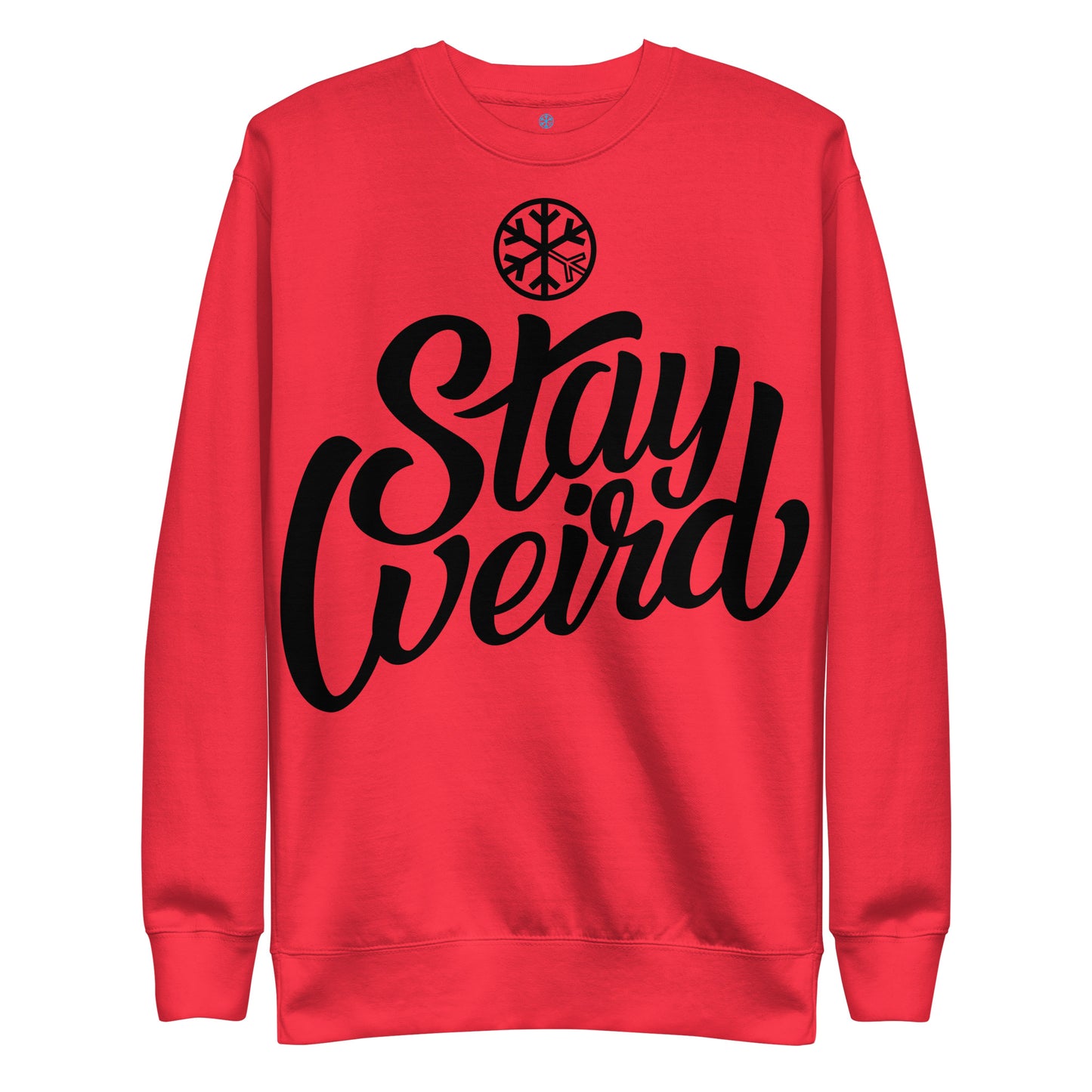 Red-Stay Weird Sweatshirt from B.Different Clothing, front view, graffiti-inspired streetwear