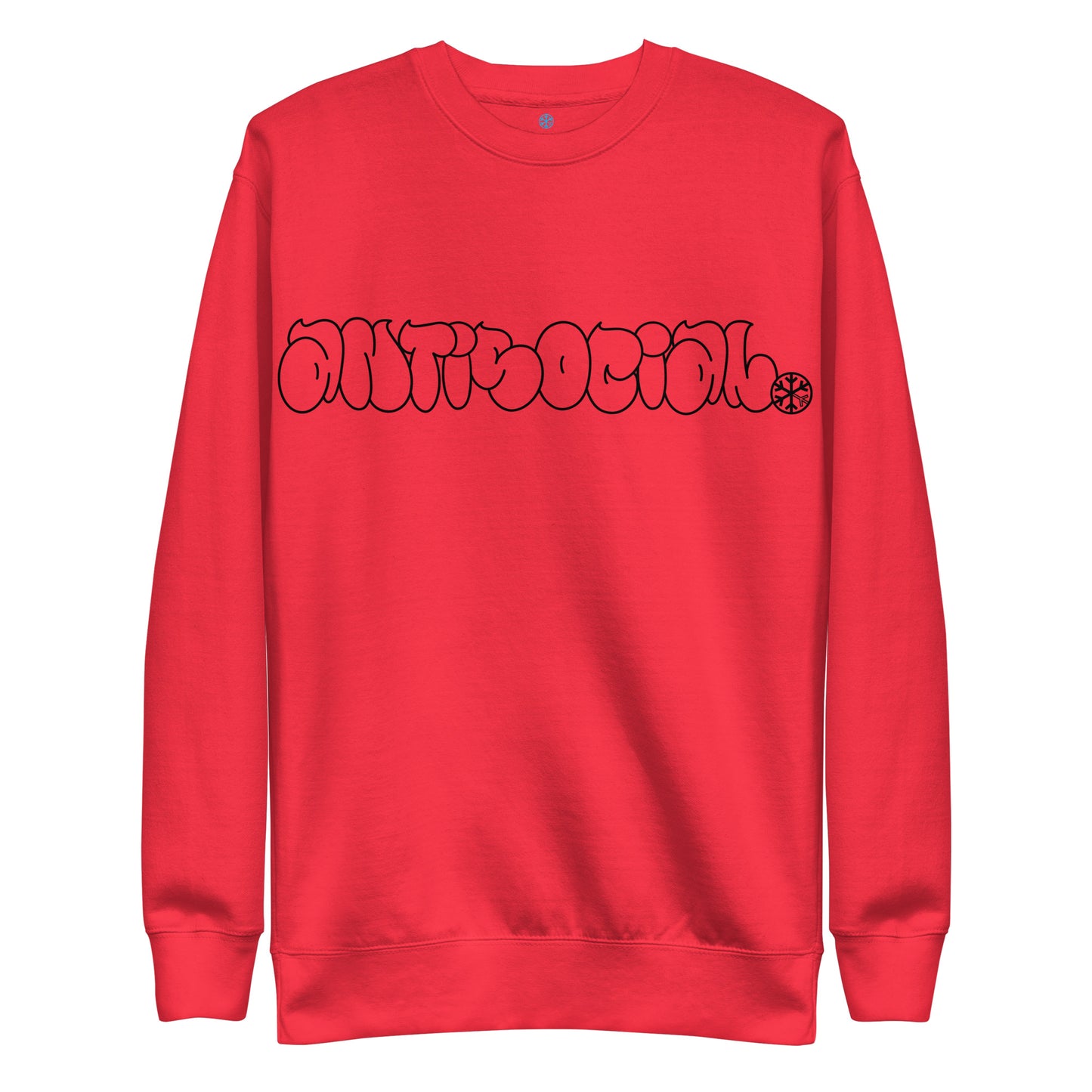 Red-Antisocial Graffiti Hollow Sweatshirt from B.Different Clothing, front view, graffiti-inspired streetwear