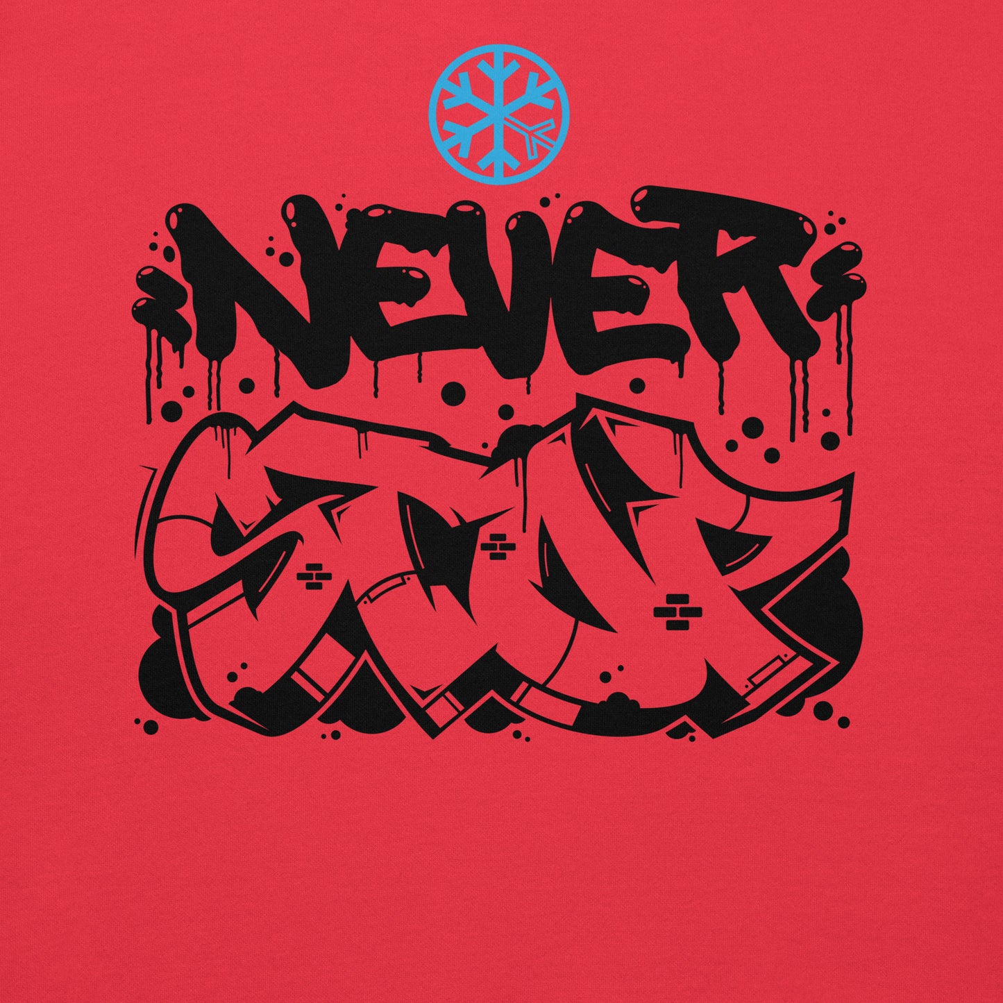 Red-Never Stop Graffiti Piece Sweatshirt from B.Different Clothing, graphic, graffiti-inspired streetwear