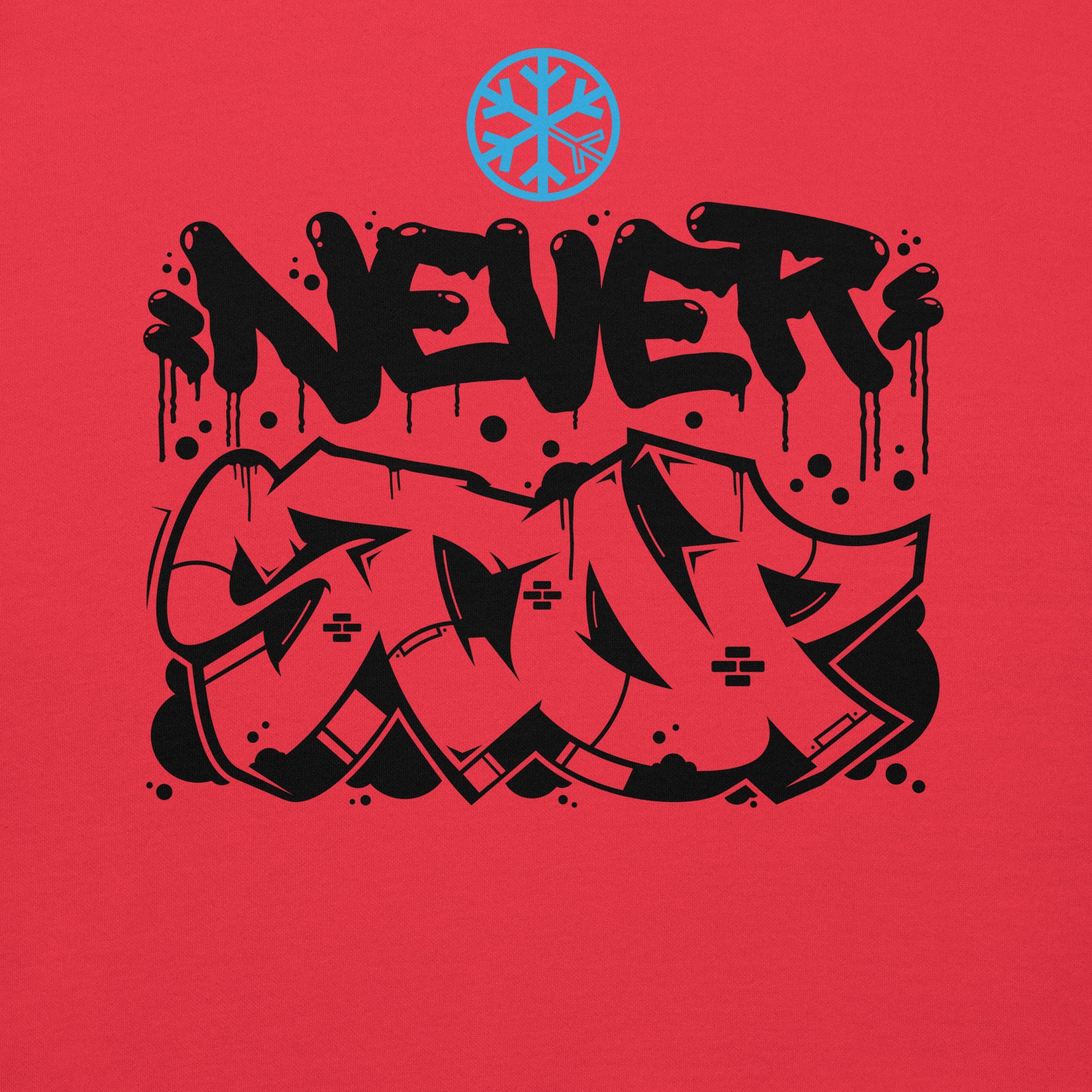 Red-Never Stop Graffiti Piece Sweatshirt from B.Different Clothing, graphic, graffiti-inspired streetwear