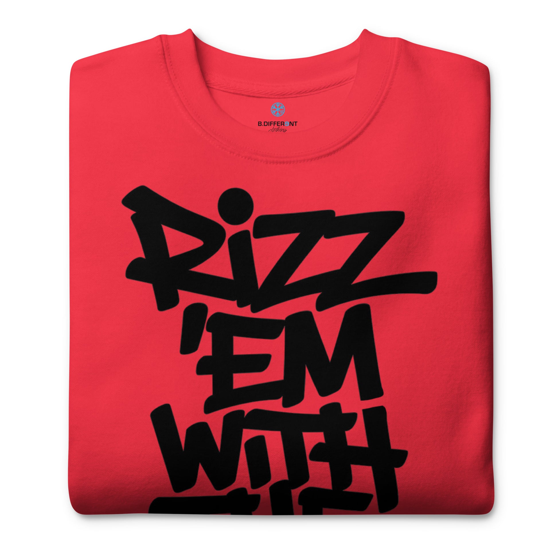 Red-Rizz 'Em With The 'Tism Graffiti Sweatshirt from B.Different Clothing, folded, graffiti-inspired streetwear