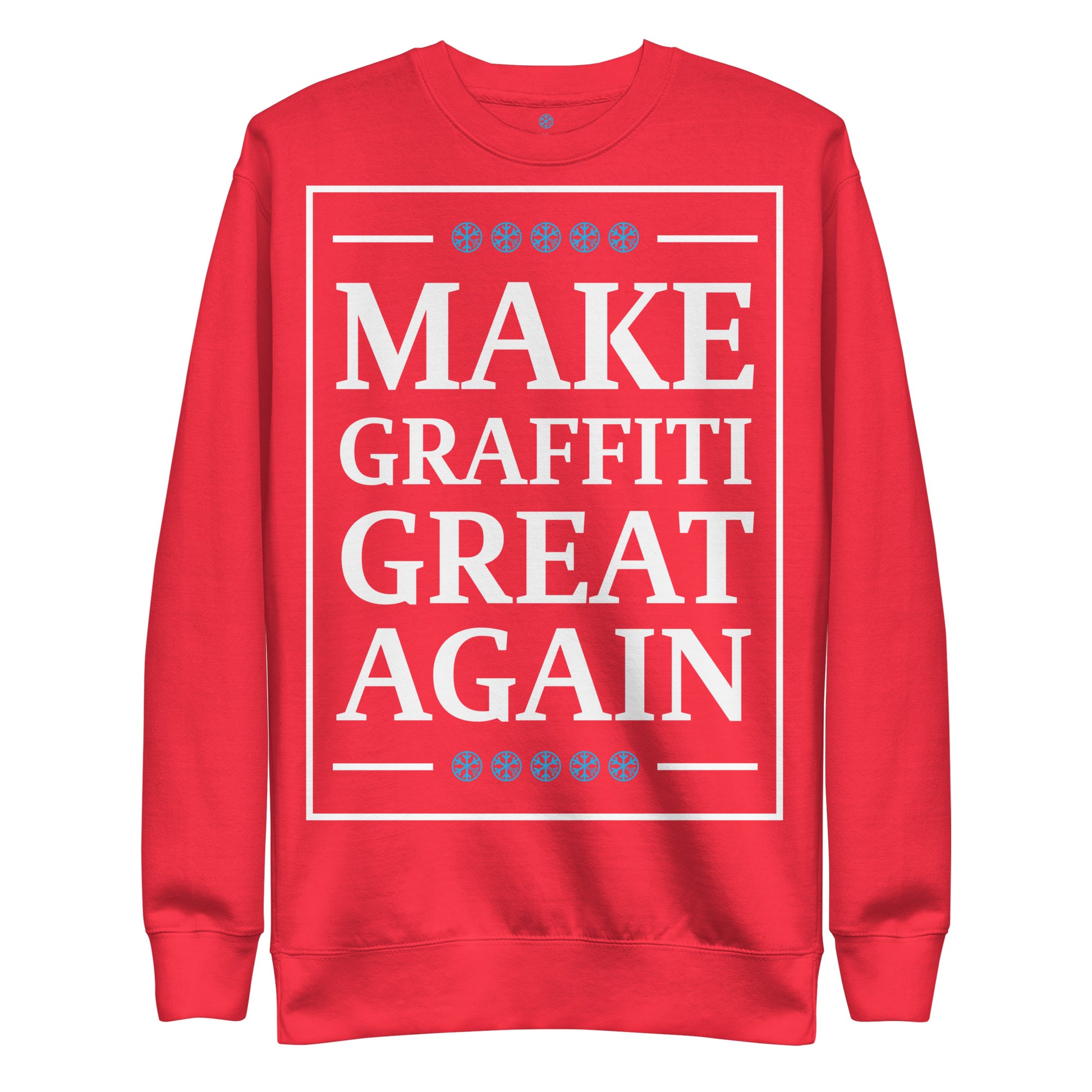 Red-Make Graffiti Great Again Sweatshirt from B.Different Clothing, front view, graffiti-inspired streetwear
