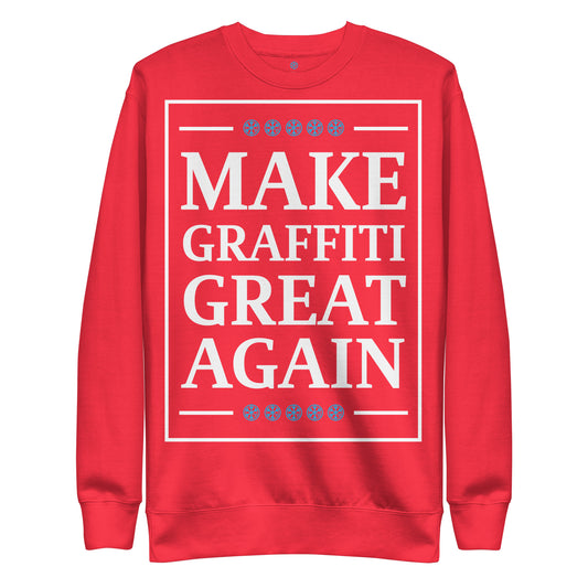Red-Make Graffiti Great Again Sweatshirt from B.Different Clothing, front view, graffiti-inspired streetwear