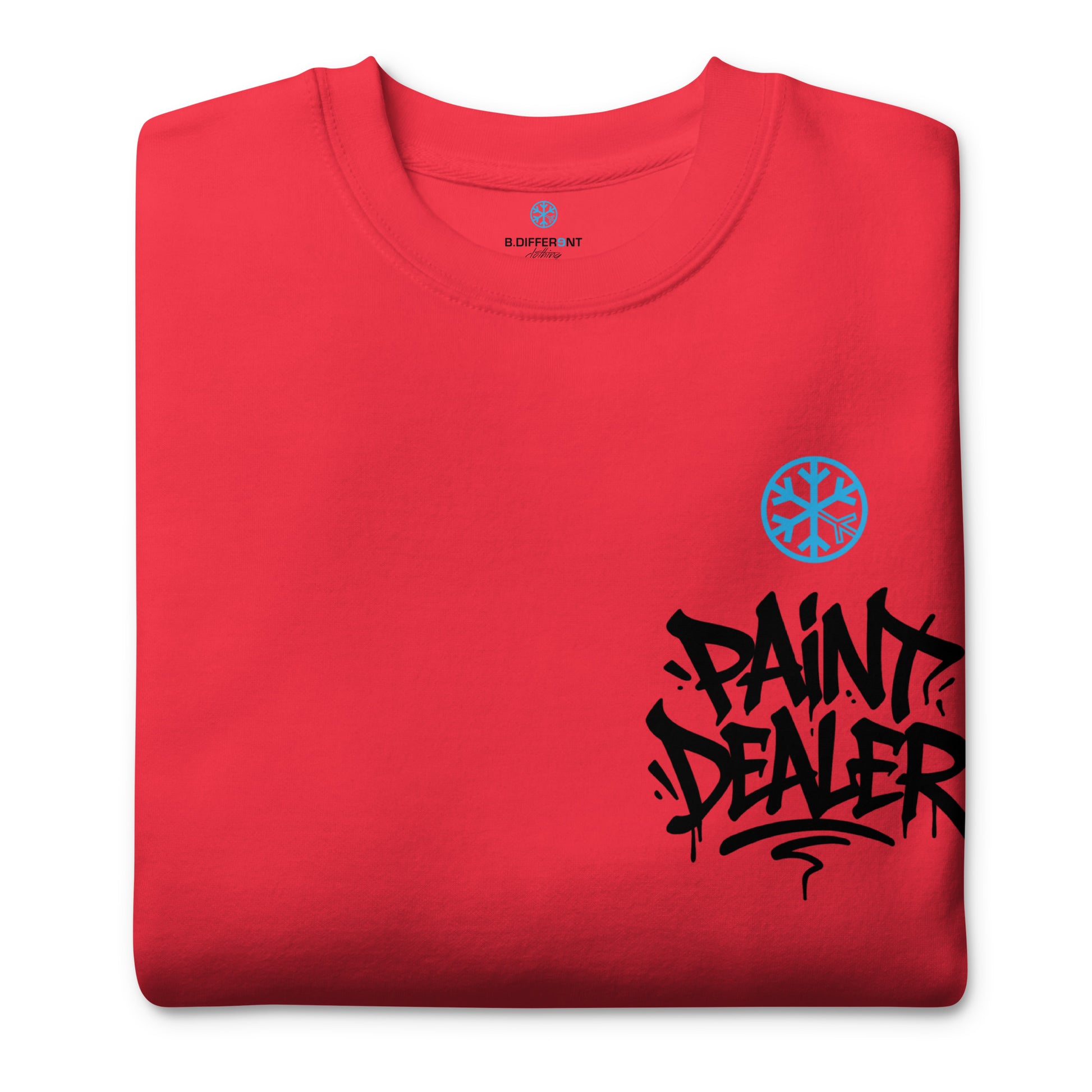 Red-Paint Dealer Graffiti Character Sweatshirt from B.Different Clothing, folded, graffiti-inspired streetwear