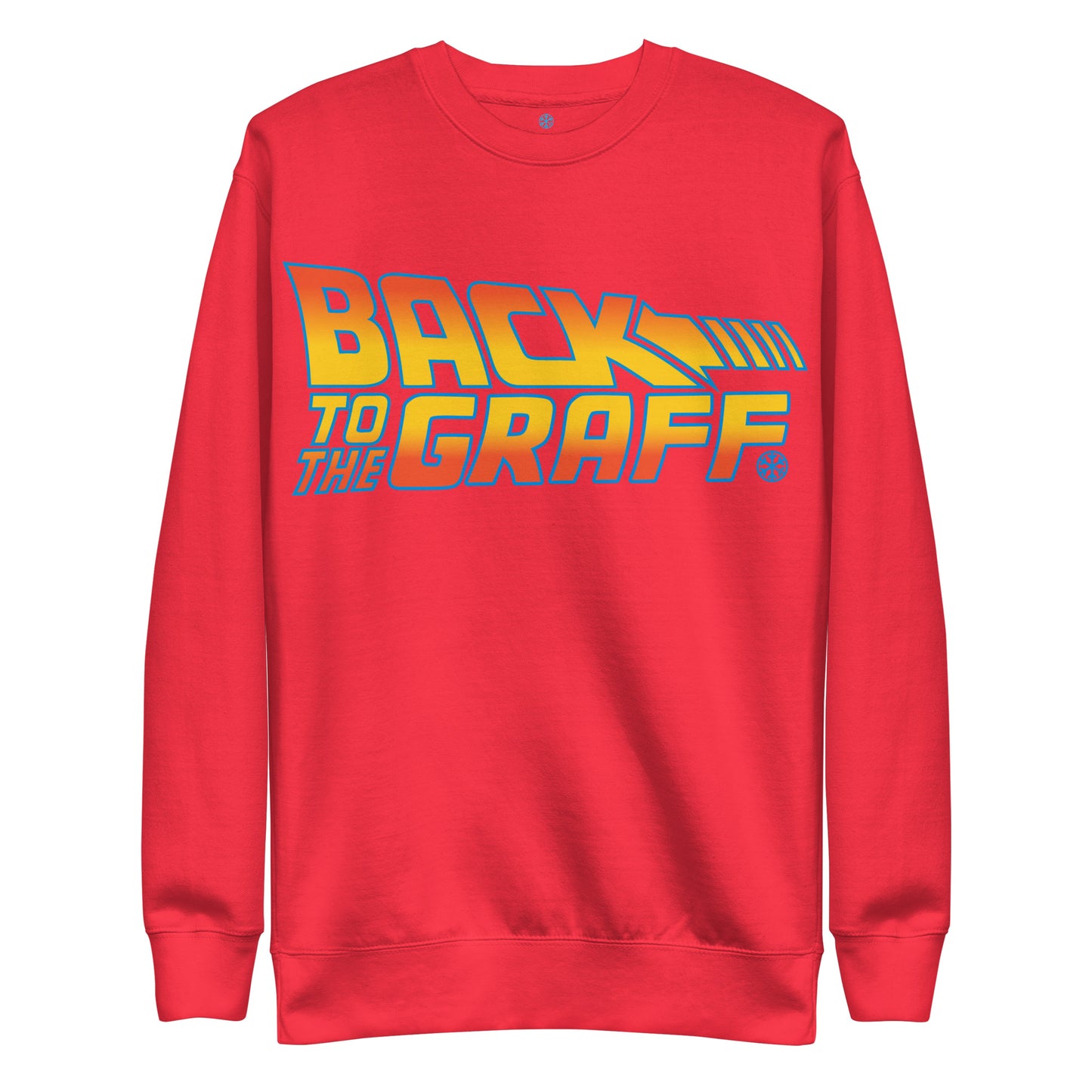 Red-Back to the Graff Sweatshirt from B.Different Clothing, front view, graffiti-inspired streetwear
