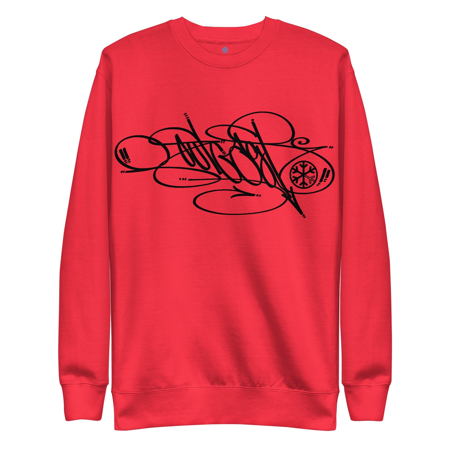 Red-Outcast Tag Sweatshirt by Graffiti Dad from B.Different Clothing, front view, graffiti-inspired streetwear