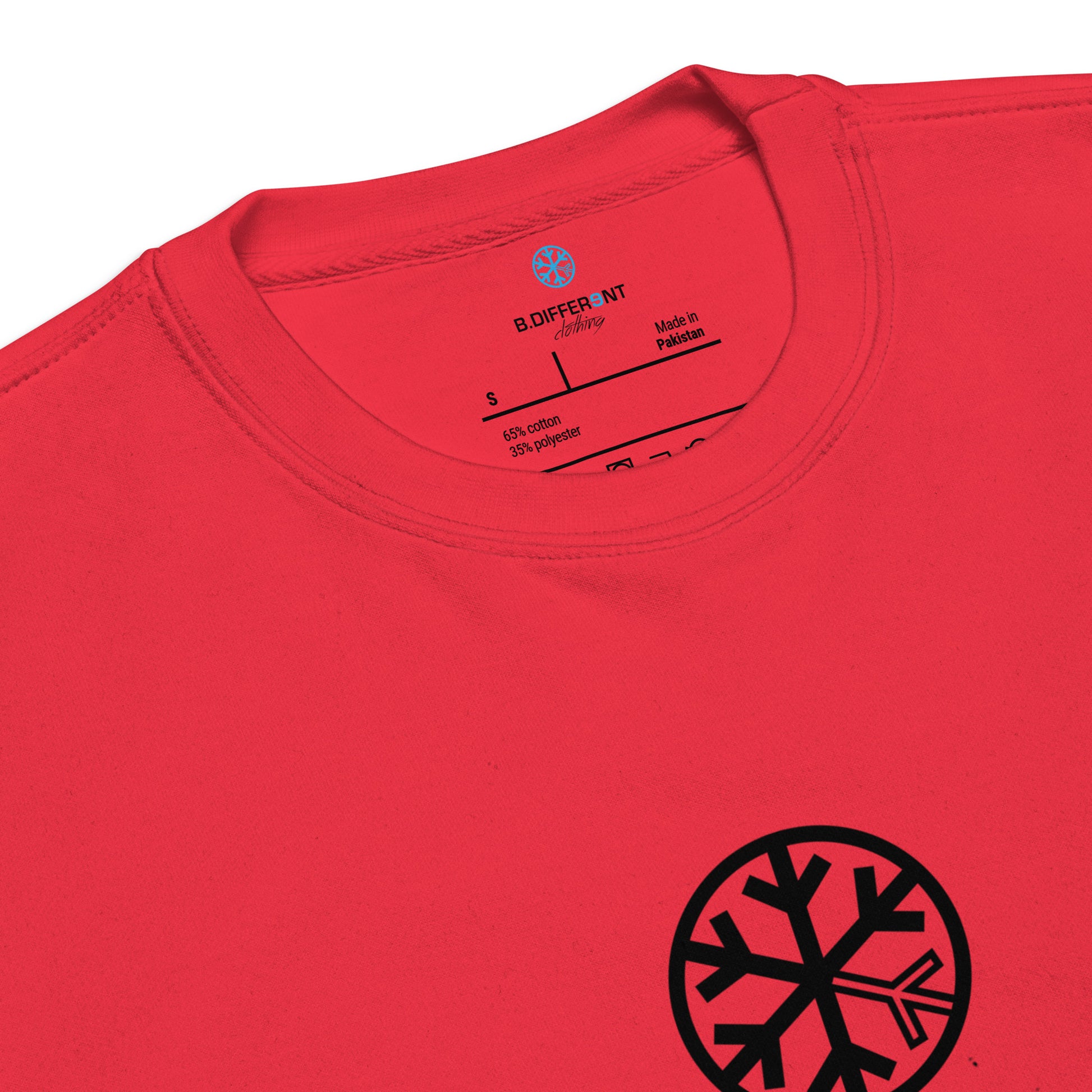 Red-Outsider Graffiti Tag Sweatshirt from B.Different Clothing, collar, graffiti-inspired streetwear