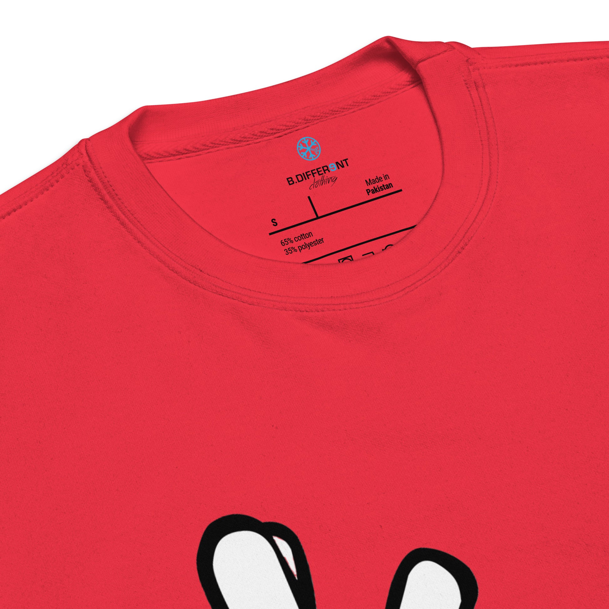Red-Weirdo Hand Sign Sweatshirt from B.Different Clothing, collar, graffiti-inspired streetwear