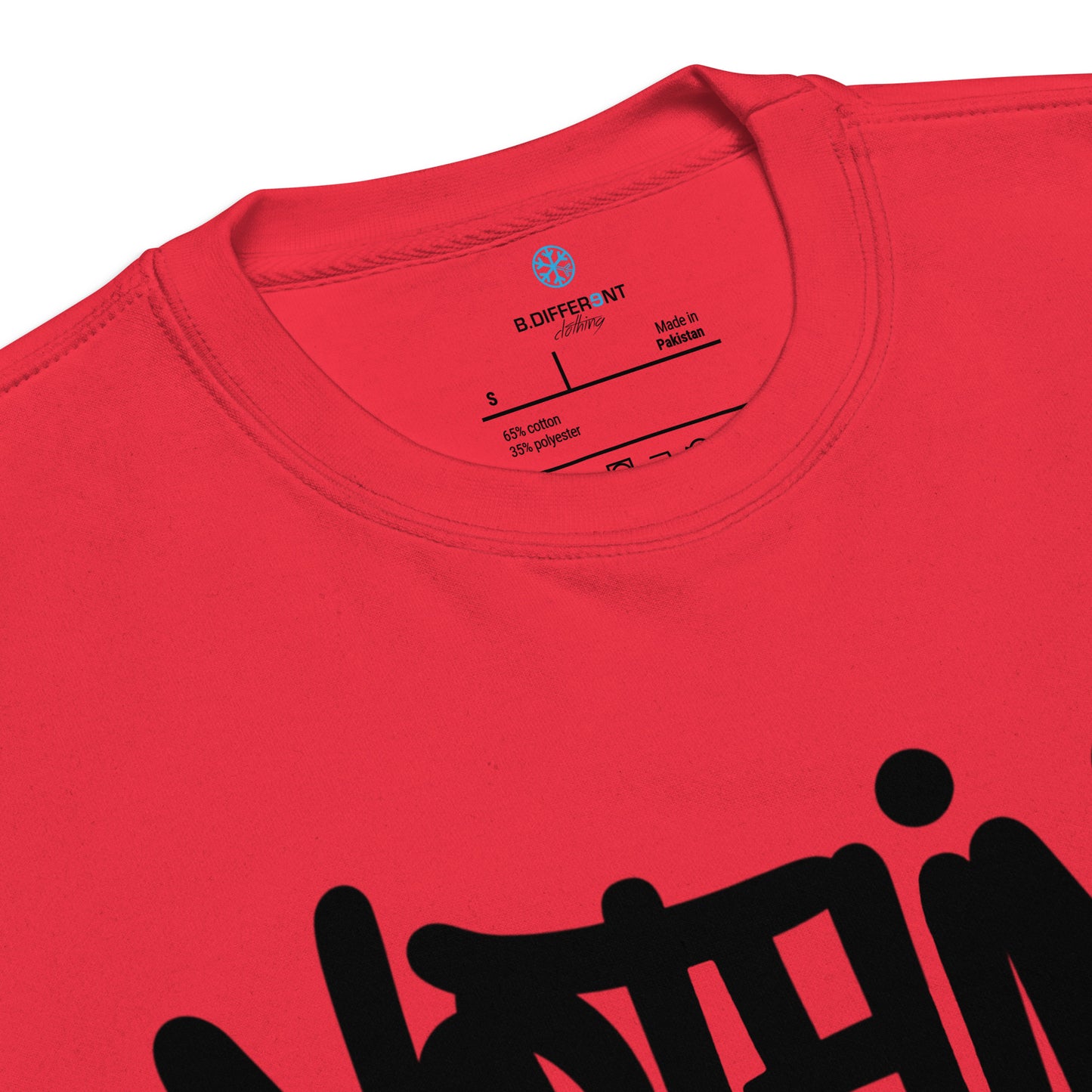 Red-Nothing 2 Obey Graffiti Sweatshirt from B.Different Clothing, collar, graffiti-inspired streetwear