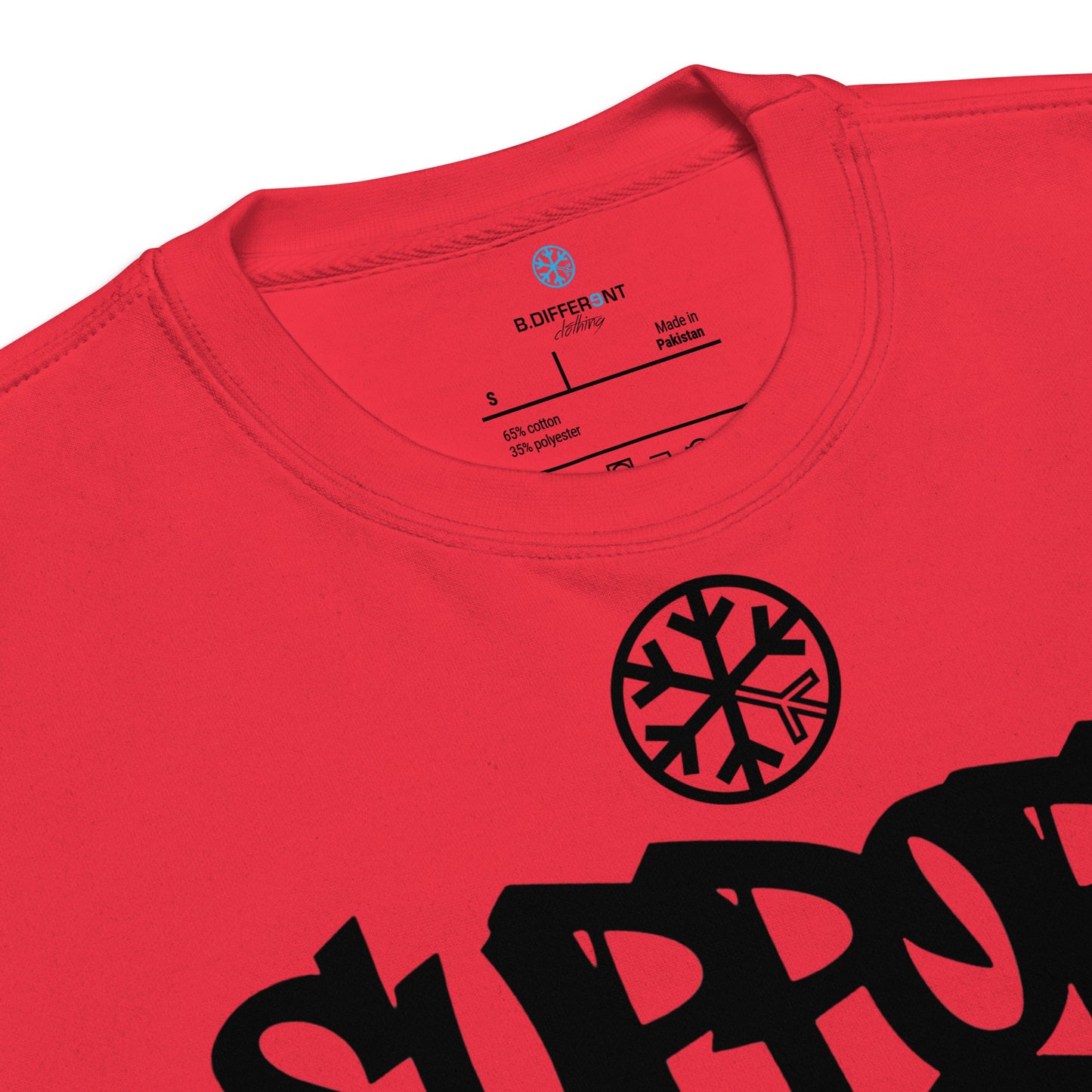 Red-Support Your Local Graffiti Artists Sweatshirt from B.Different Clothing, collar, graffiti-inspired streetwear